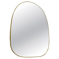 Mid-Century Modern Italian Asymmetrical Brass Wall Mirror Style of Gio Ponti 50s