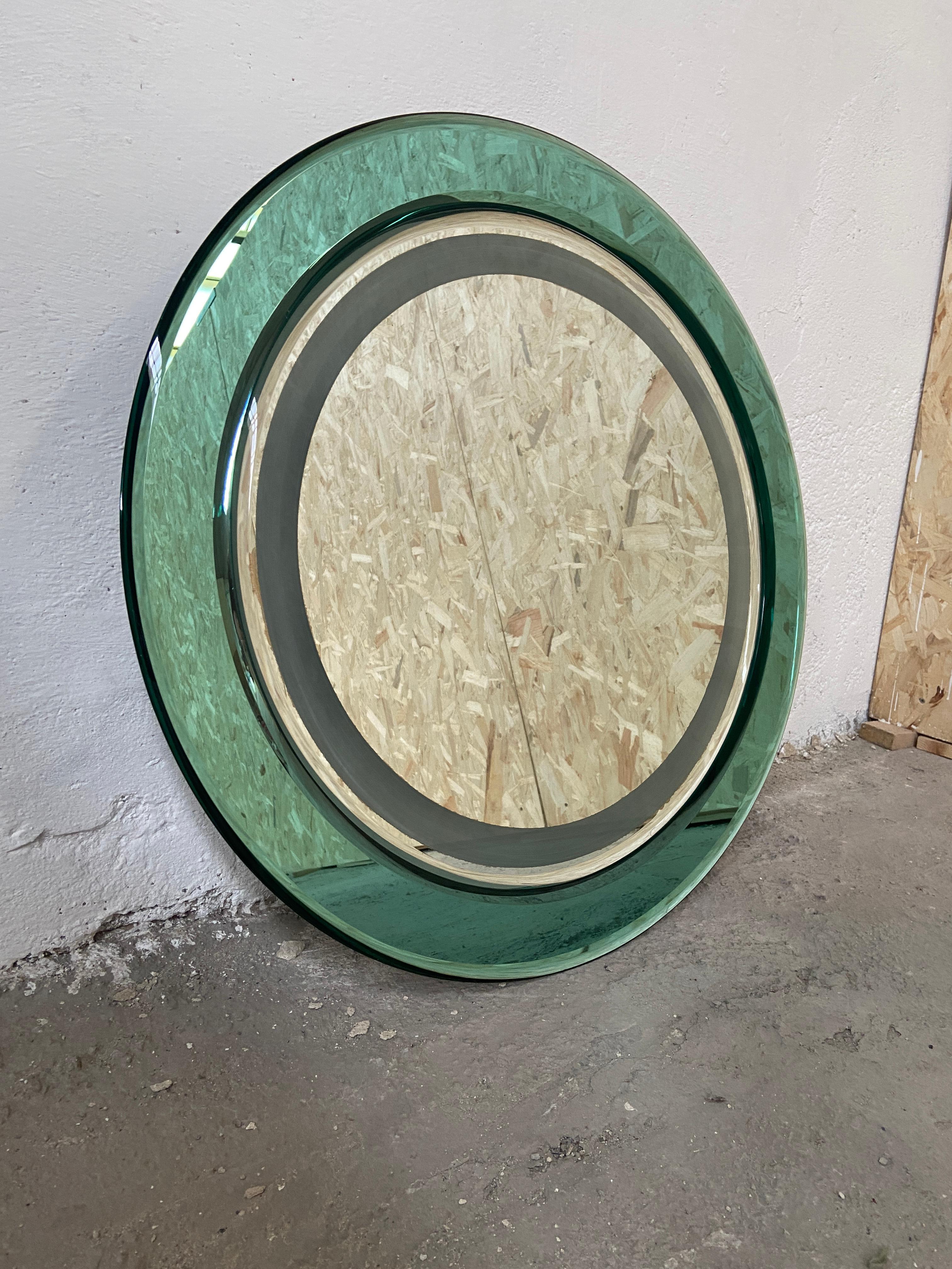 Mid-Century Modern Italian Back-Lit Wall Mirror in the Style of Fontana Arte In Good Condition For Sale In Prato, IT