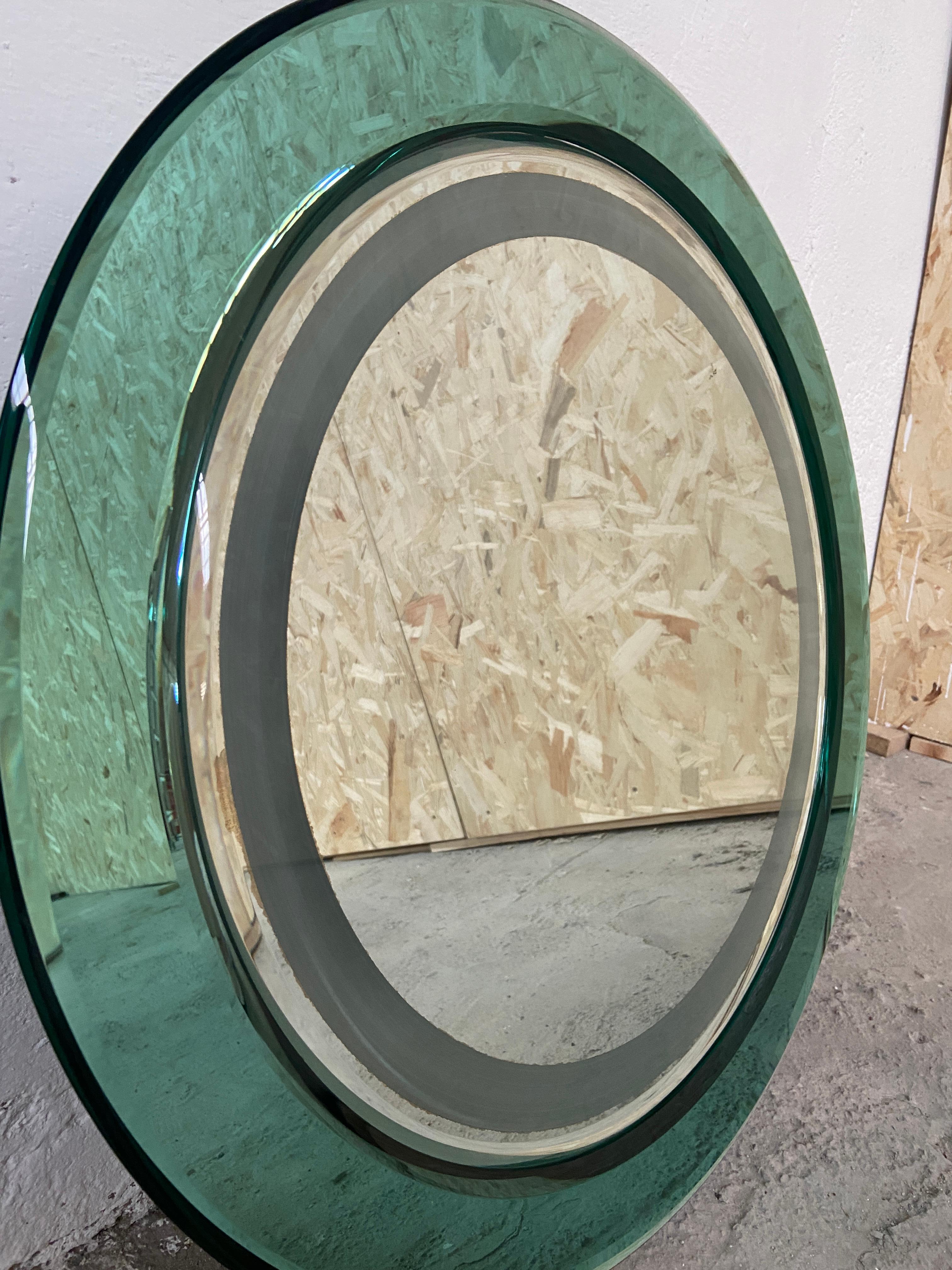 Mid-Century Modern Italian Back-Lit Wall Mirror in the Style of Fontana Arte For Sale 2