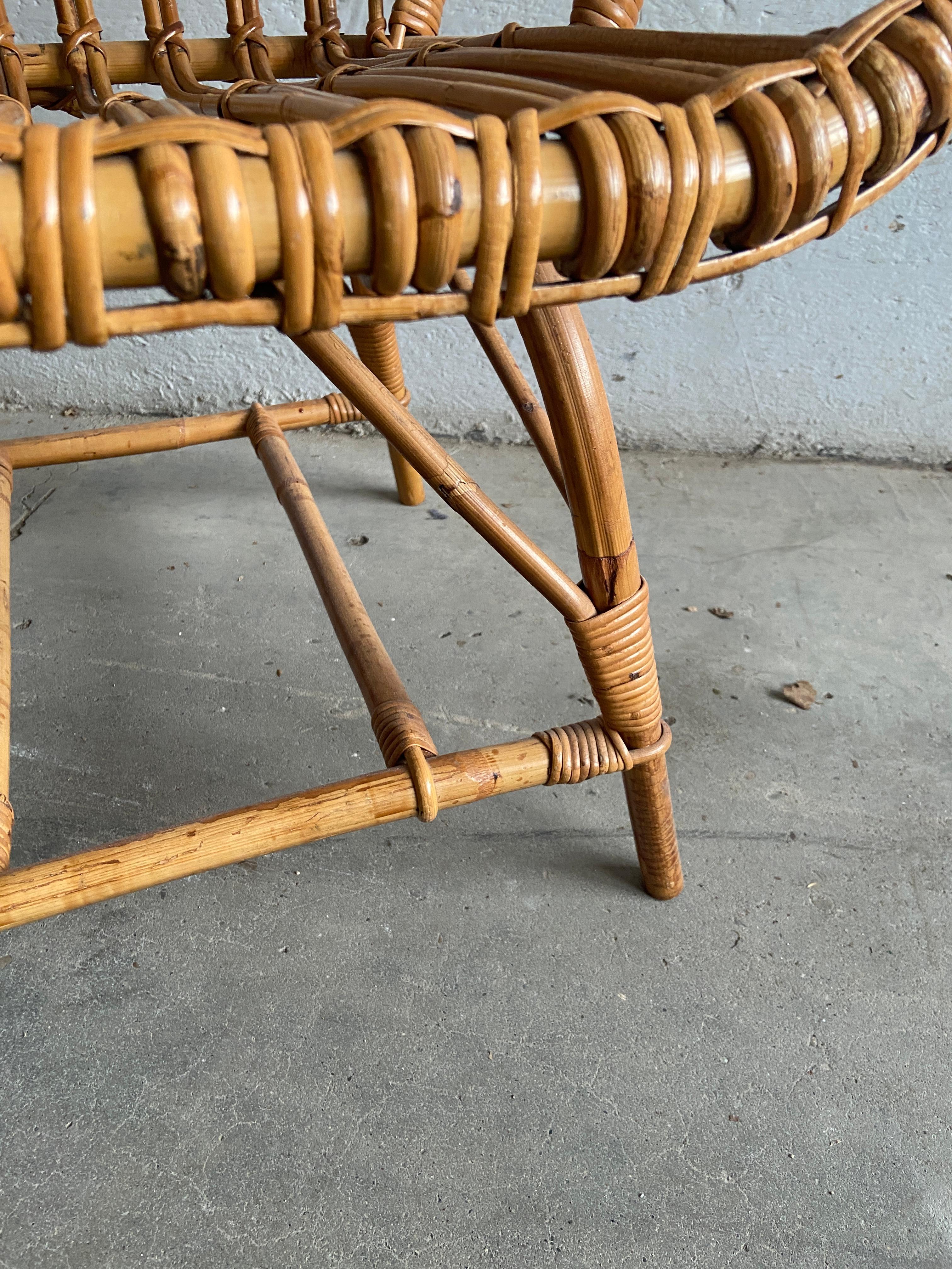 Mid-Century Modern Italian Bamboo and Rattan Armchair, 1960s 10