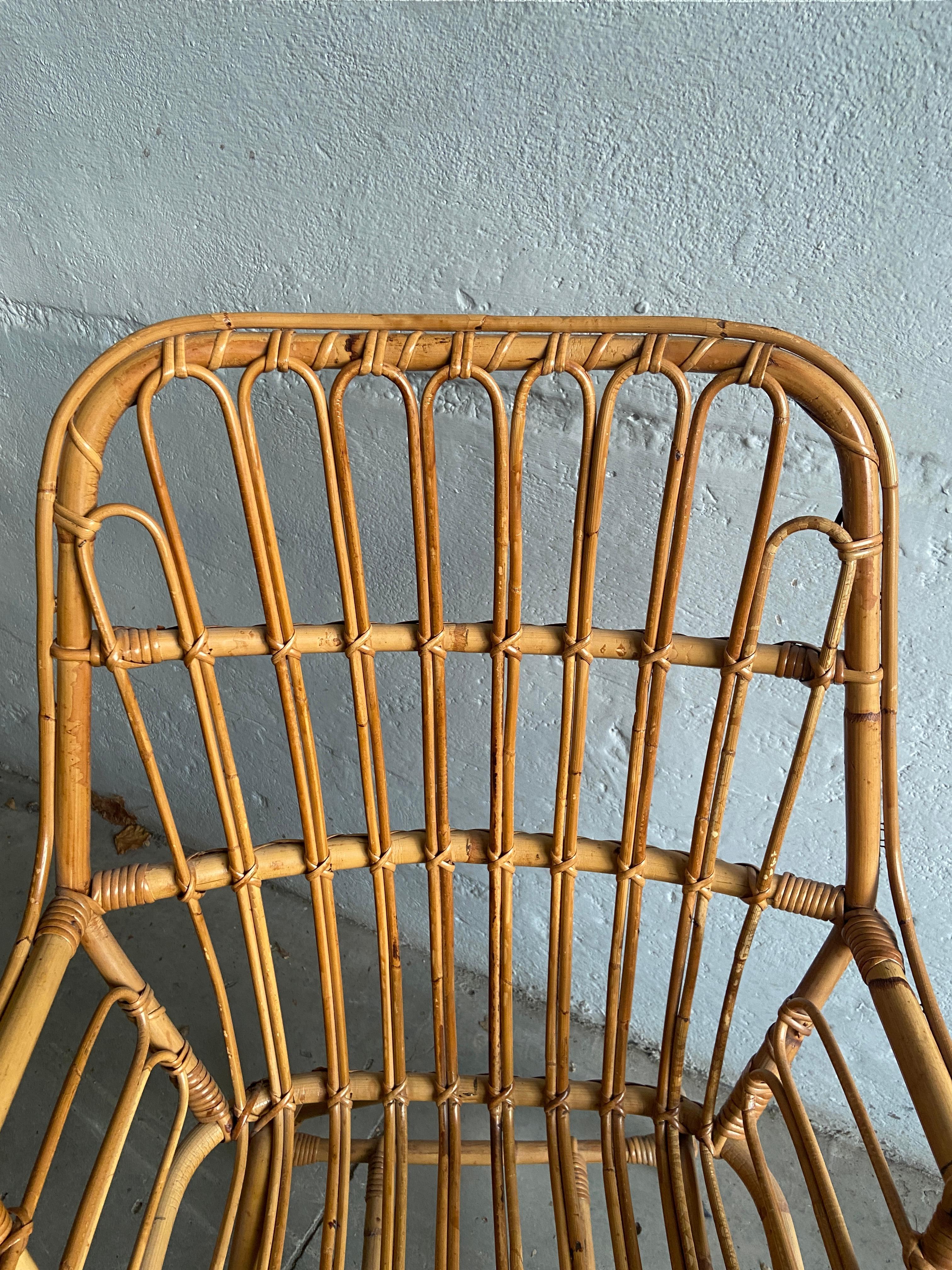 Mid-Century Modern Italian Bamboo and Rattan Armchair, 1960s For Sale 2