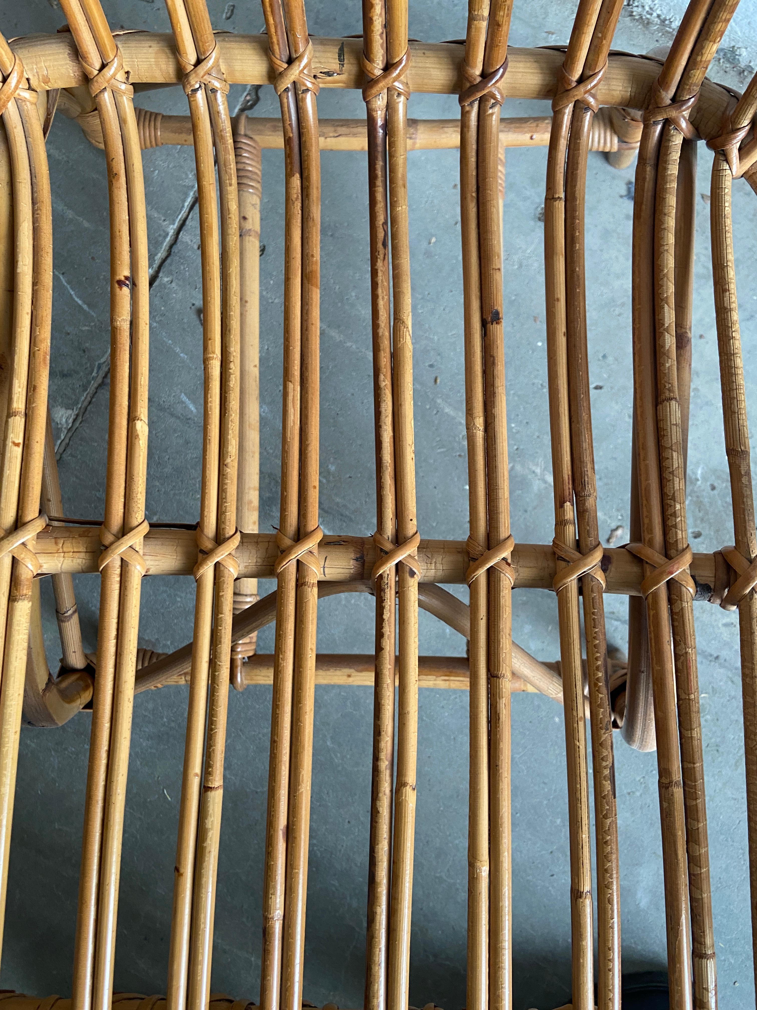 Mid-Century Modern Italian Bamboo and Rattan Armchair, 1960s For Sale 5