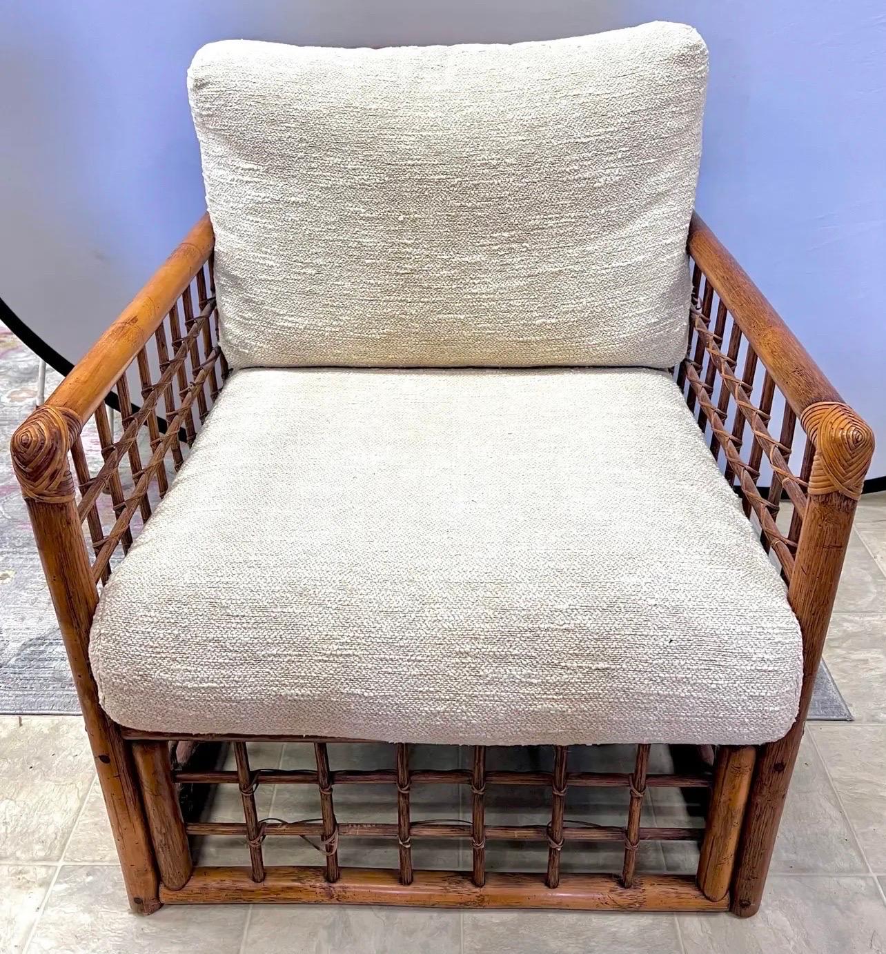 Mid Century Modern Italian Bamboo and Rattan Armchair Club Chair 4
