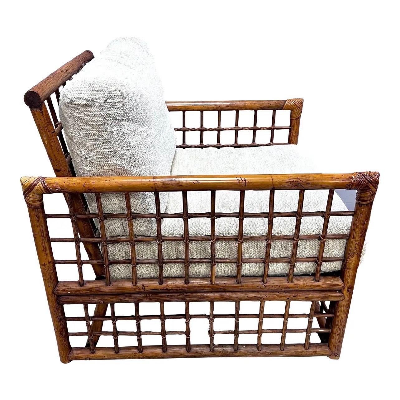 Mid Century Modern Italian Bamboo and Rattan Armchair Club Chair 5