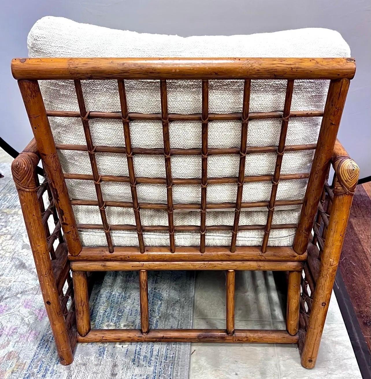 Mid Century Modern Italian Bamboo and Rattan Armchair Club Chair 7