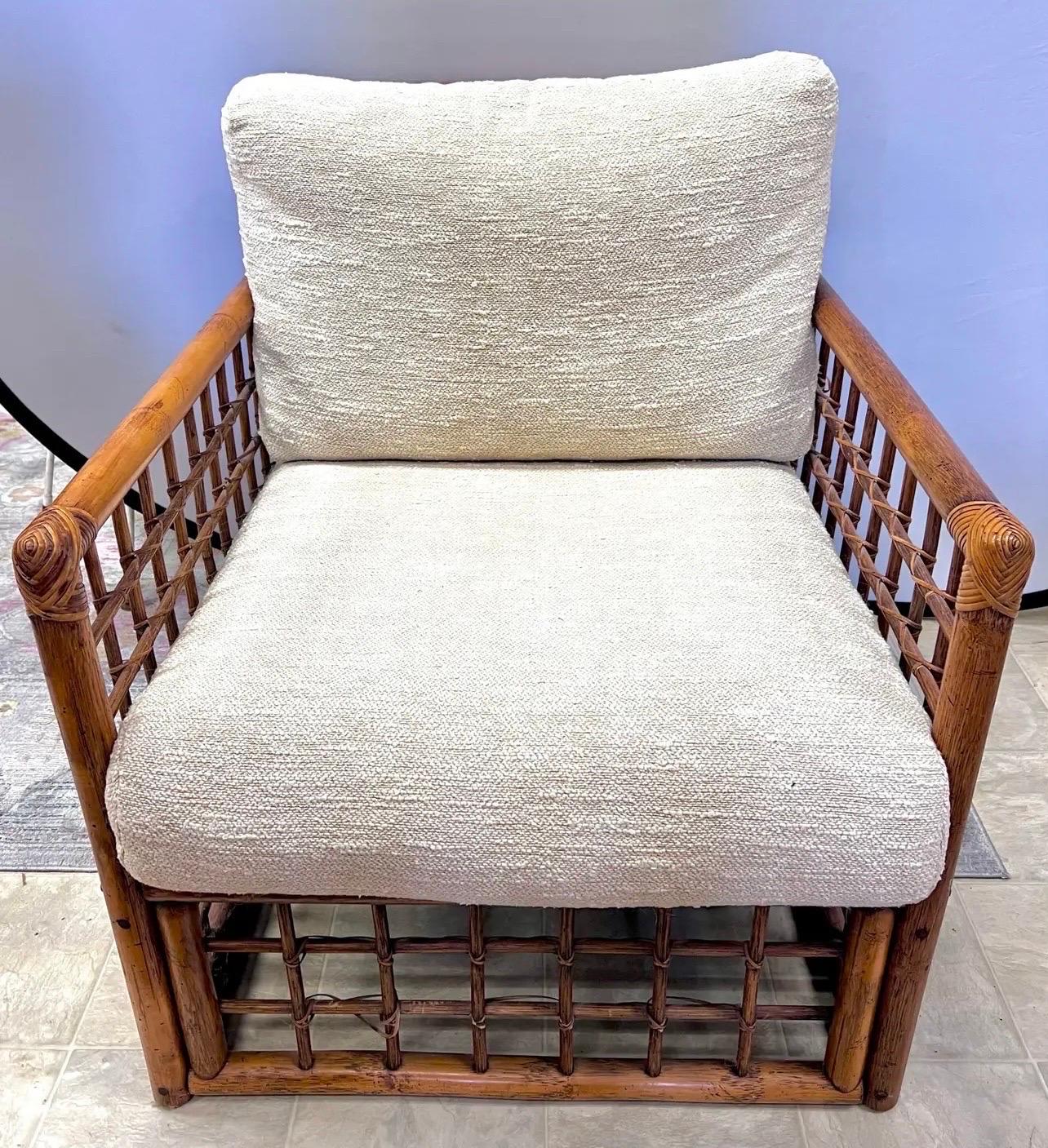 Mid Century Modern Italian Bamboo and Rattan Armchair Club Chair 12