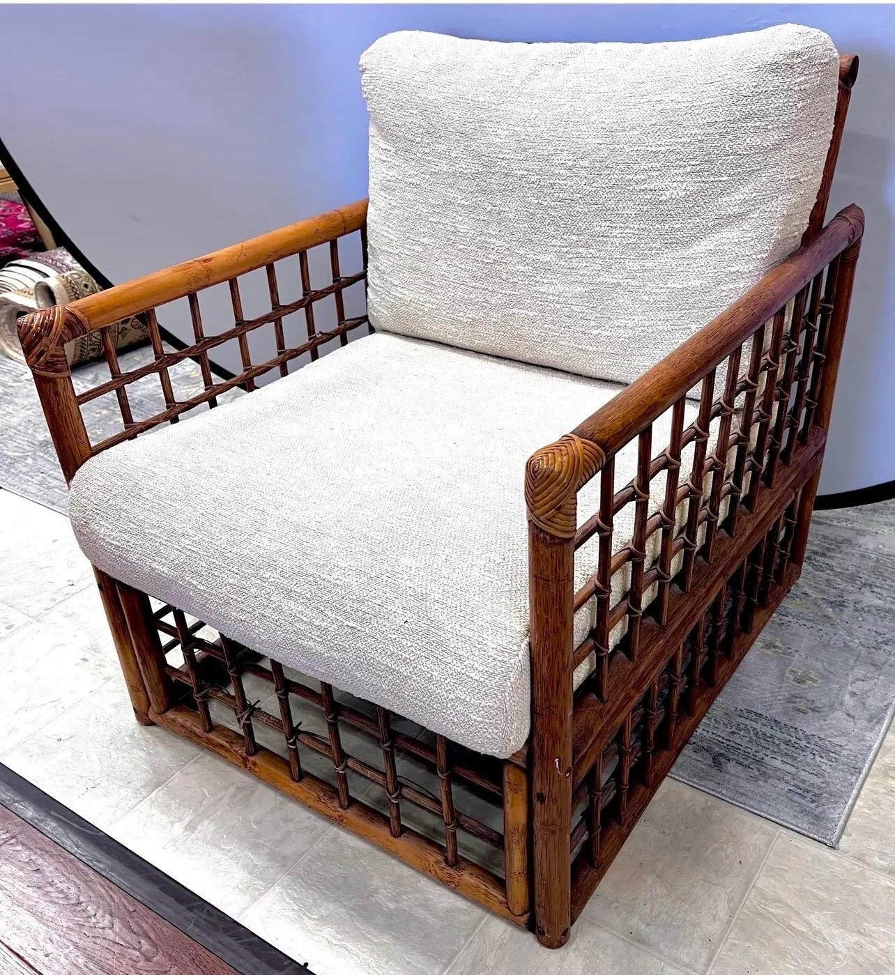 Mid-Century Modern Mid Century Modern Italian Bamboo and Rattan Armchair Club Chair
