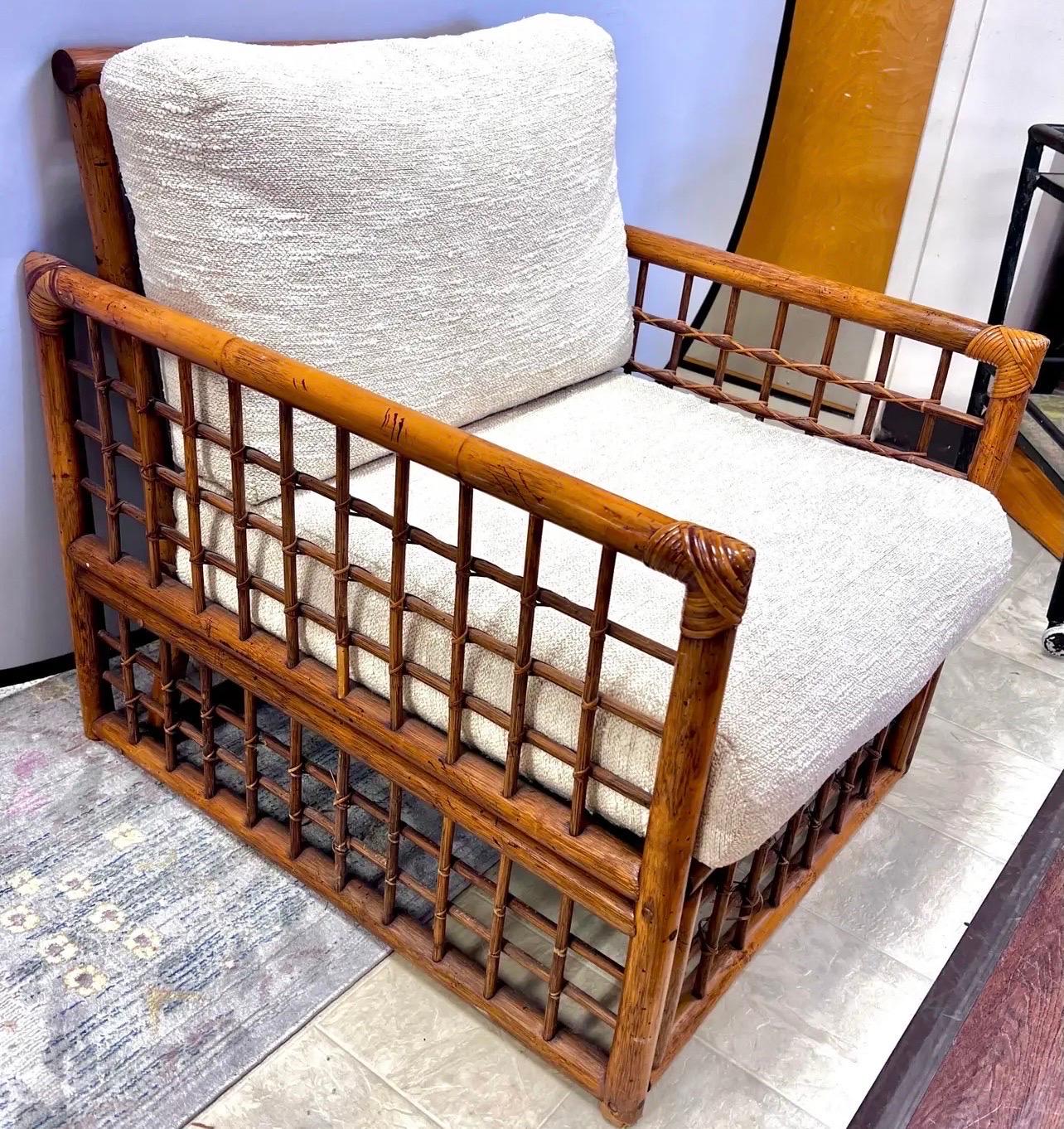 Late 20th Century Mid Century Modern Italian Bamboo and Rattan Armchair Club Chair