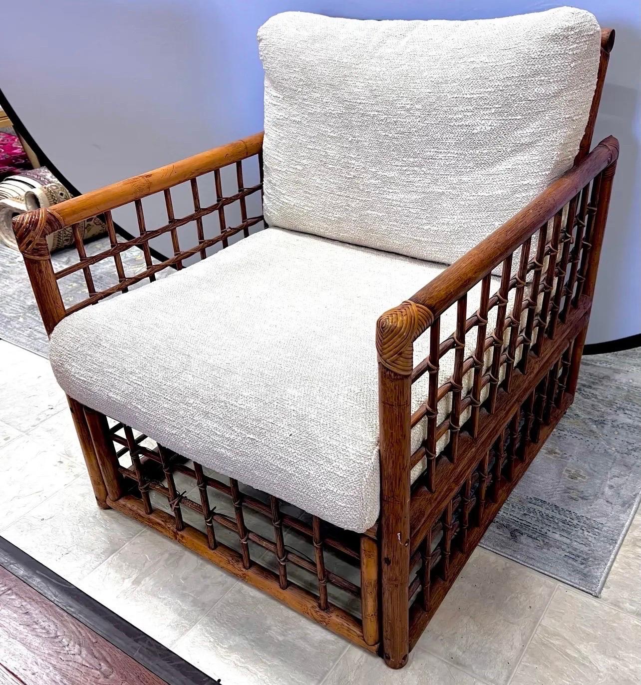 Mid Century Modern Italian Bamboo and Rattan Armchair Club Chair 1