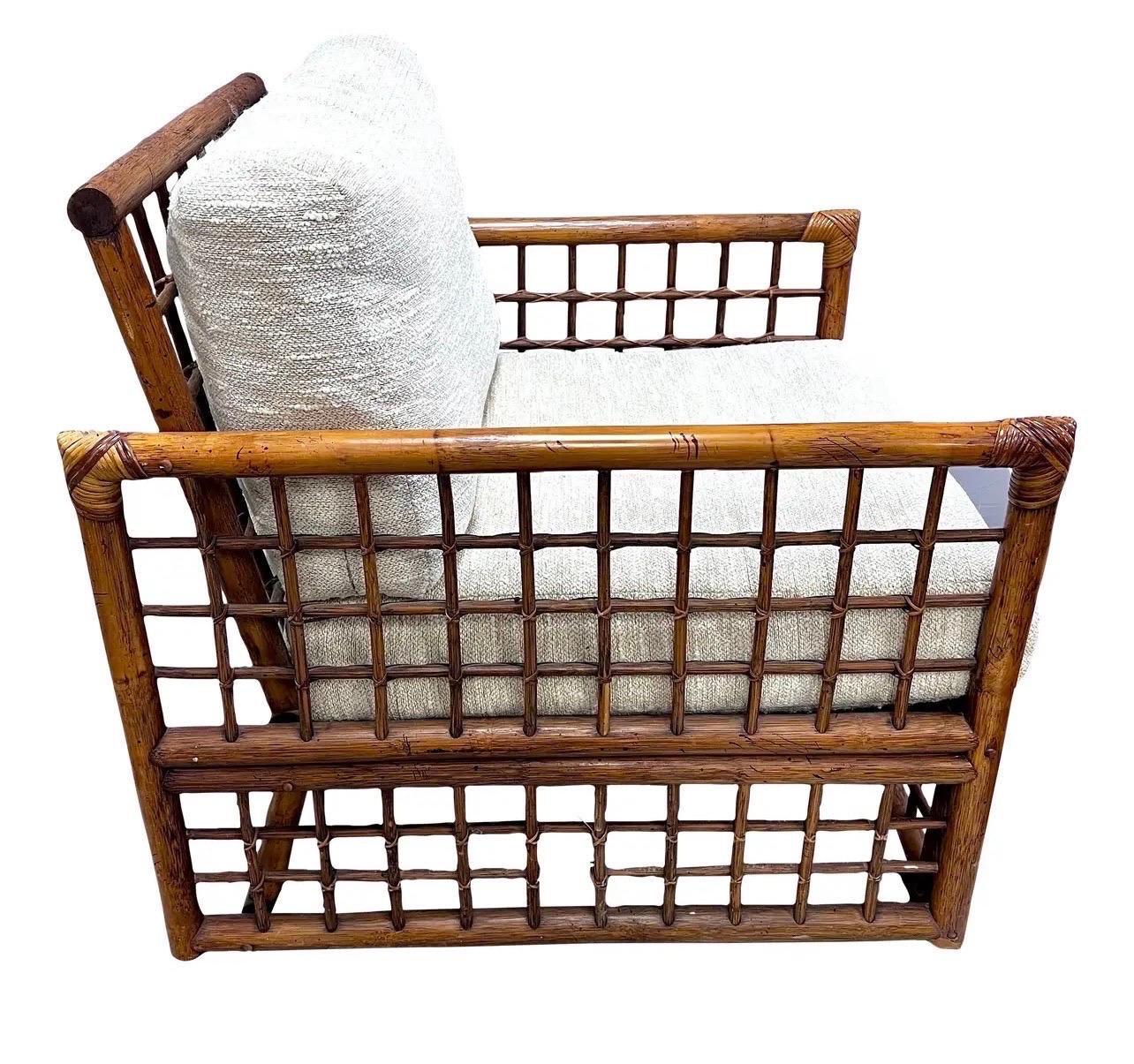 Mid Century Modern Italian Bamboo and Rattan Armchair Club Chair 2