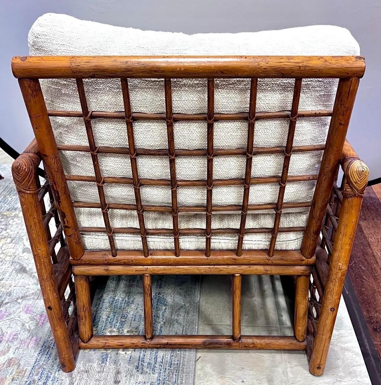 Mid Century Modern Italian Bamboo and Rattan Armchair Club Chair 3