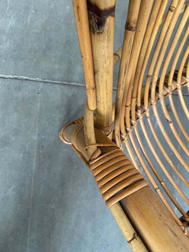 Mid-Century Modern Italian Bamboo and Rattan Armchair For Sale 6