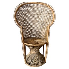 Mid-Century Modern Italian Bamboo and Rattan Peacock Armchairs. 1970s