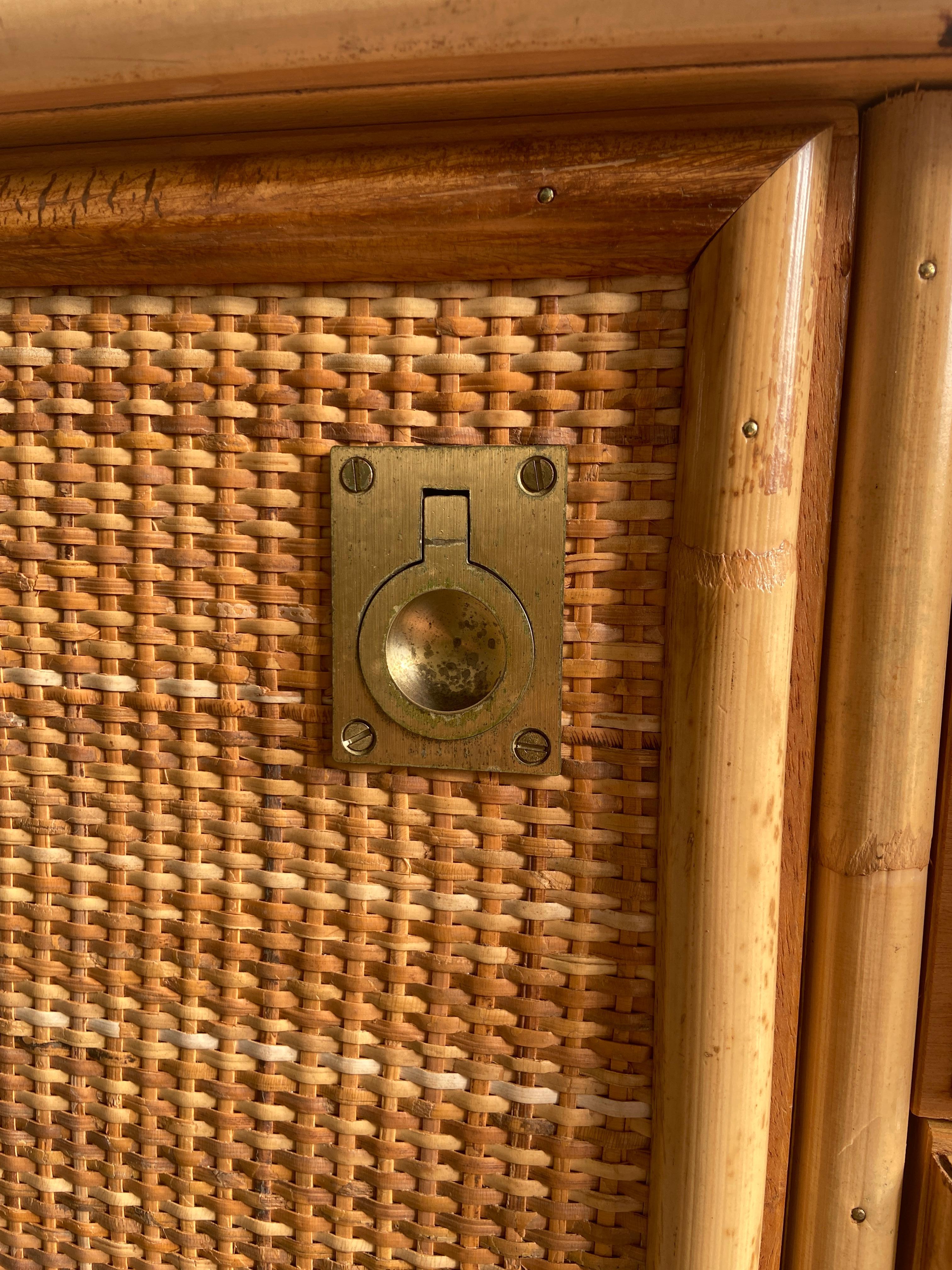 Mid-Century Modern Italian Bamboo and Rattan Sideboard by Dal Vera. 1970s For Sale 6