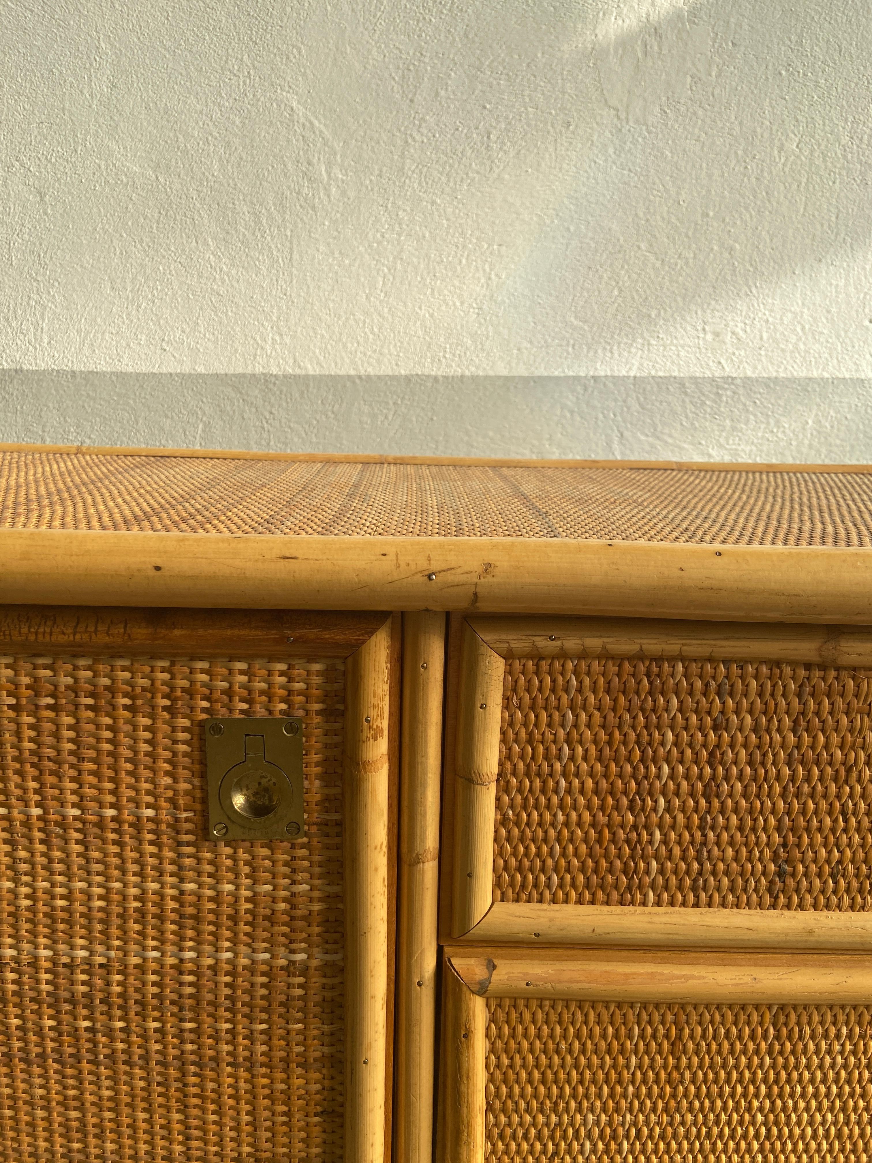 Mid-Century Modern Italian Bamboo and Rattan Sideboard by Dal Vera. 1970s For Sale 7