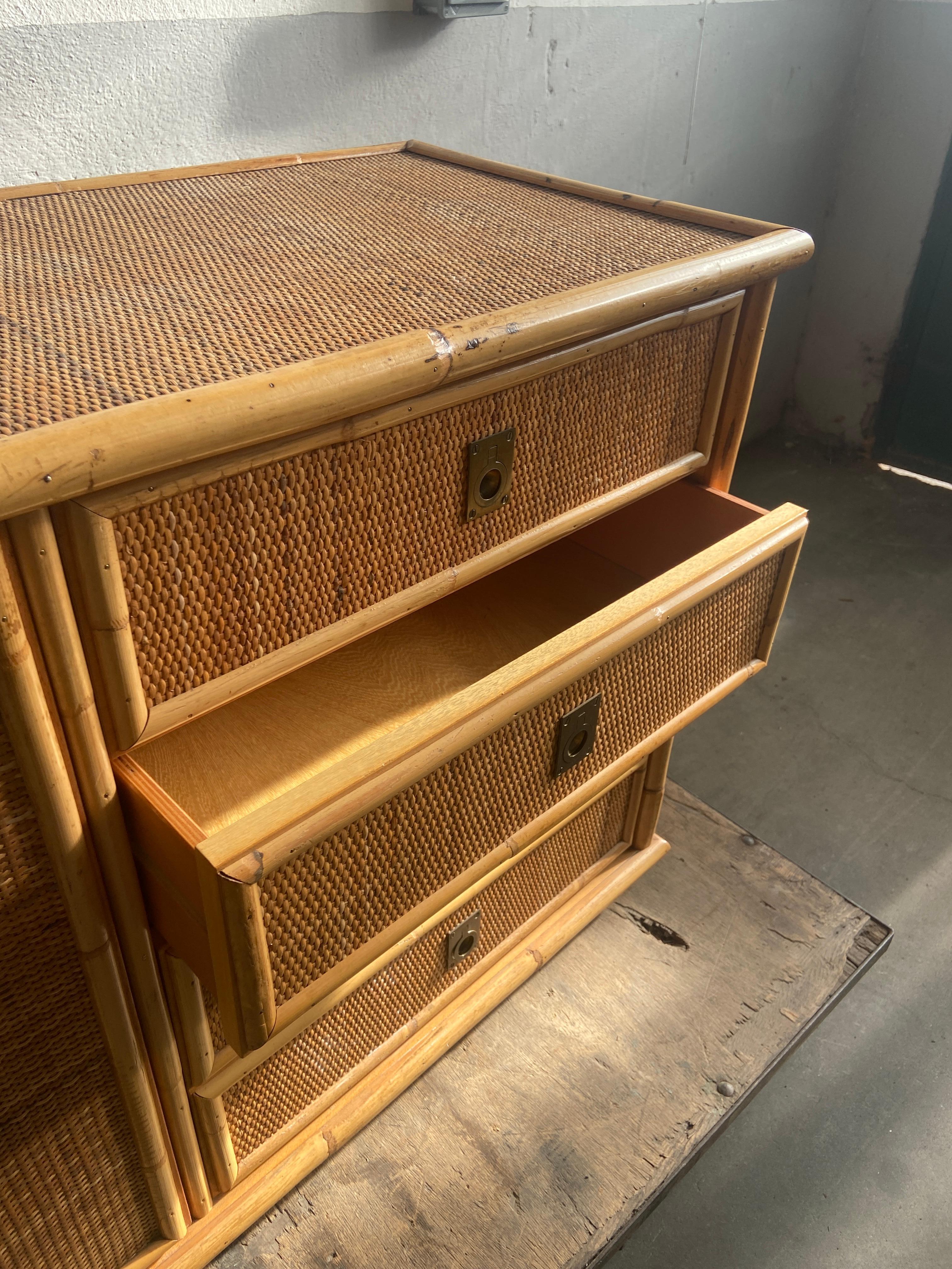 Mid-Century Modern Italian Bamboo and Rattan Sideboard by Dal Vera. 1970s For Sale 3