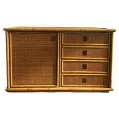 Mid-Century Modern Italian Bamboo and Rattan Sideboard by Dal Vera. 1970s
