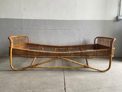 Mid-Century Modern Italian Bamboo and Rattan Sofa or Day Bed, 1960s