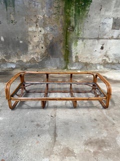 Mid-Century Modern Italian Bamboo and Rattan Sofa or Day Bed. 1970s