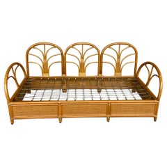 Mid-Century Modern Italian Bamboo and Rattan Sofa with Original Cushions. 1970s
