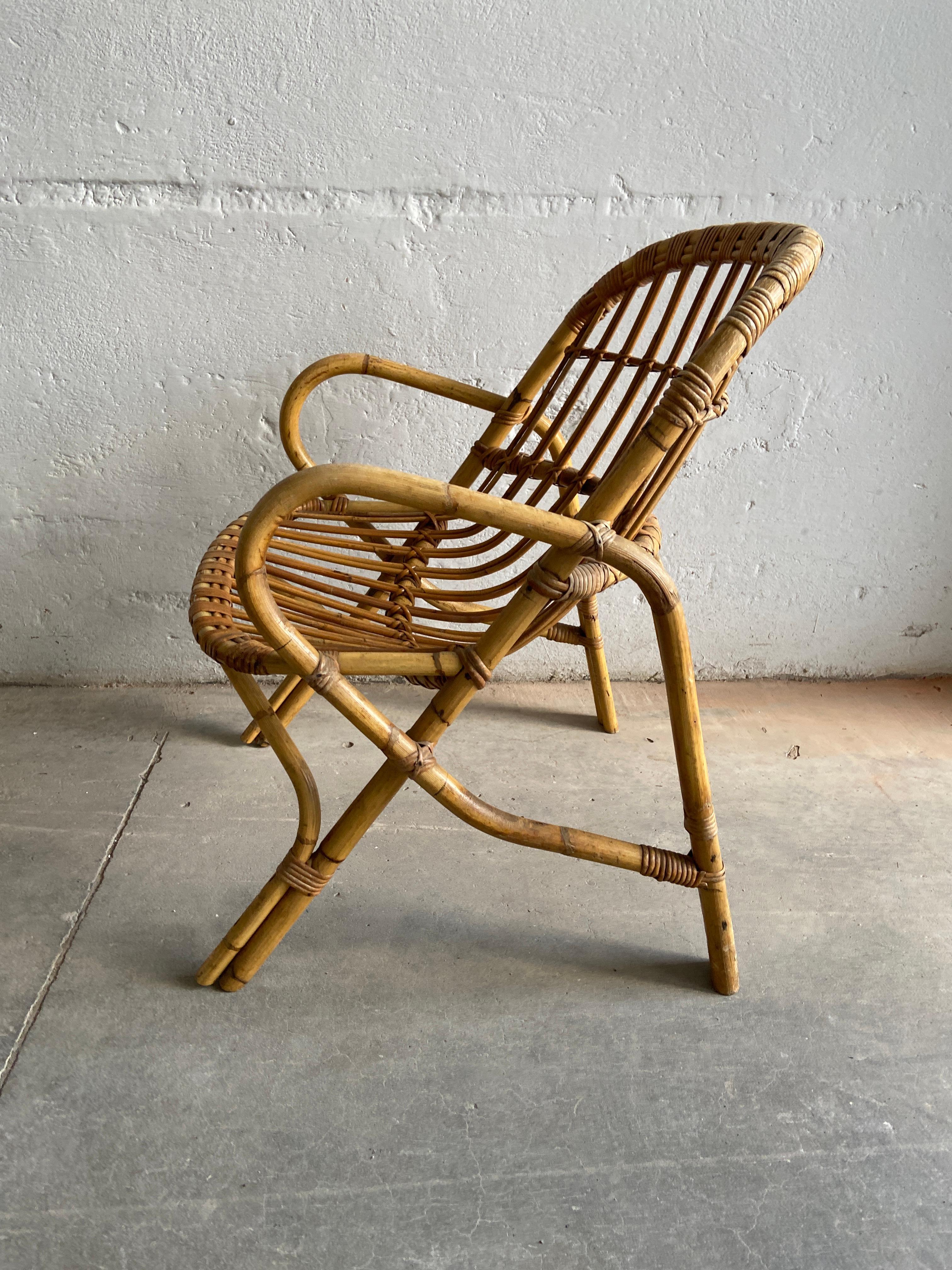 Set da salotto in vimini e bambù italiano della modernità di metà secolo, anni '60 4
