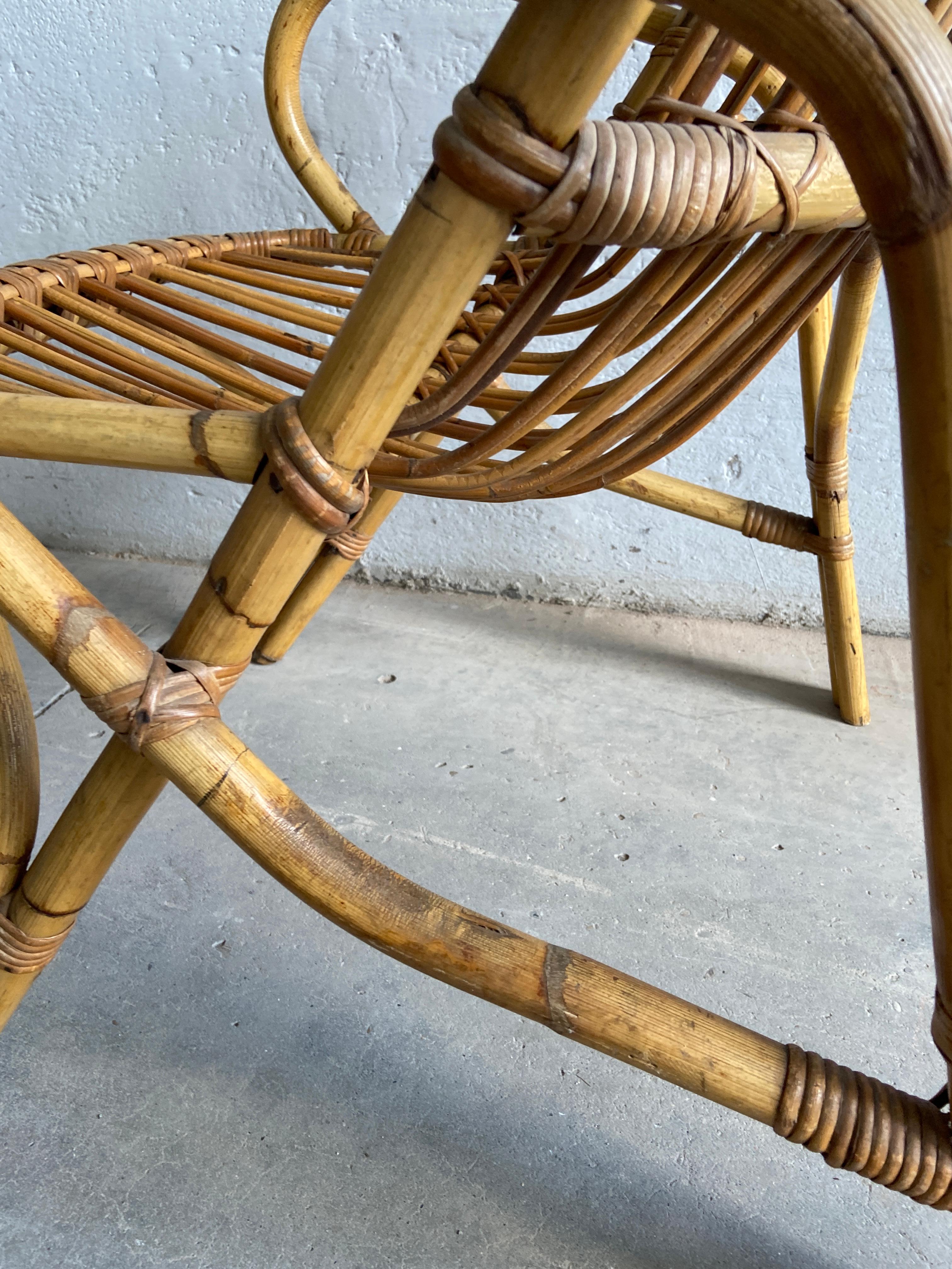 Mid-Century Modern Italian Bamboo and Wicker Living Room Set, 1960s For Sale 10