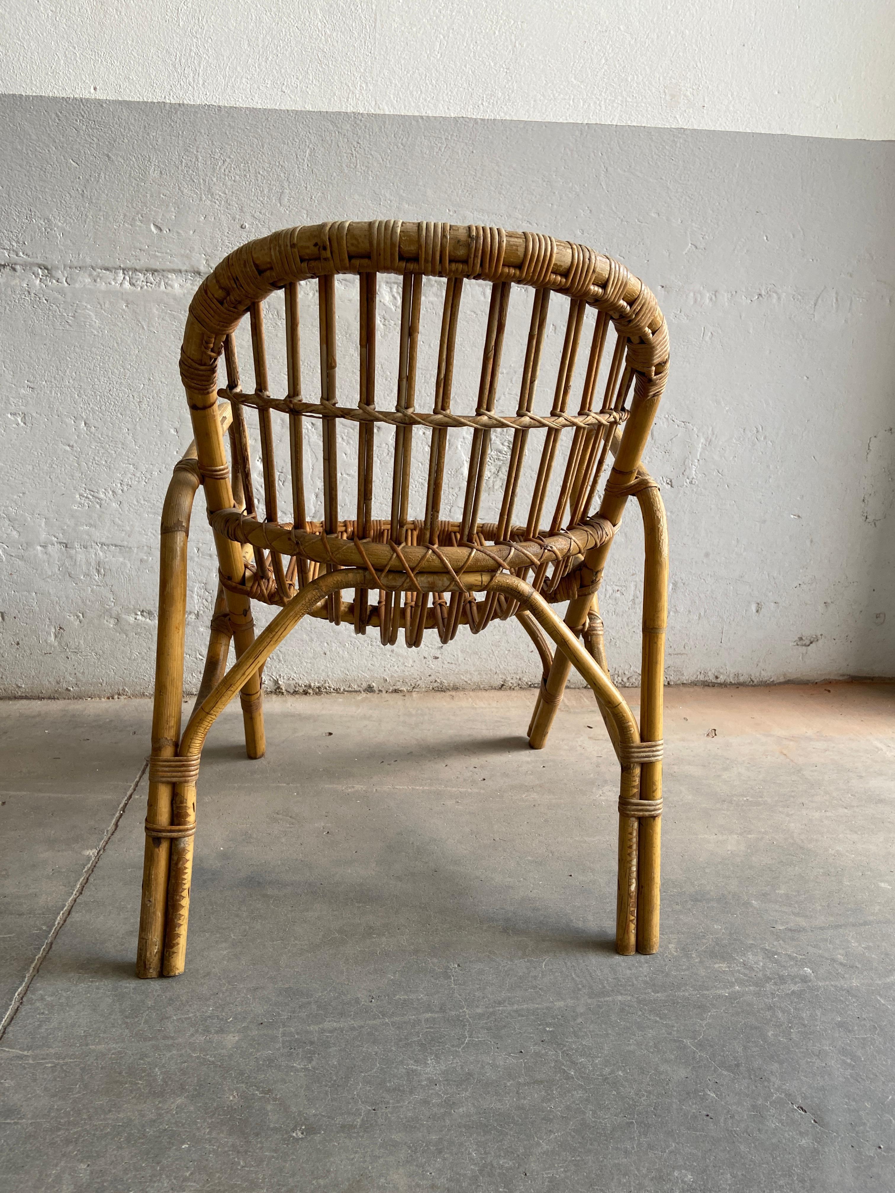 Set da salotto in vimini e bambù italiano della modernità di metà secolo, anni '60 7