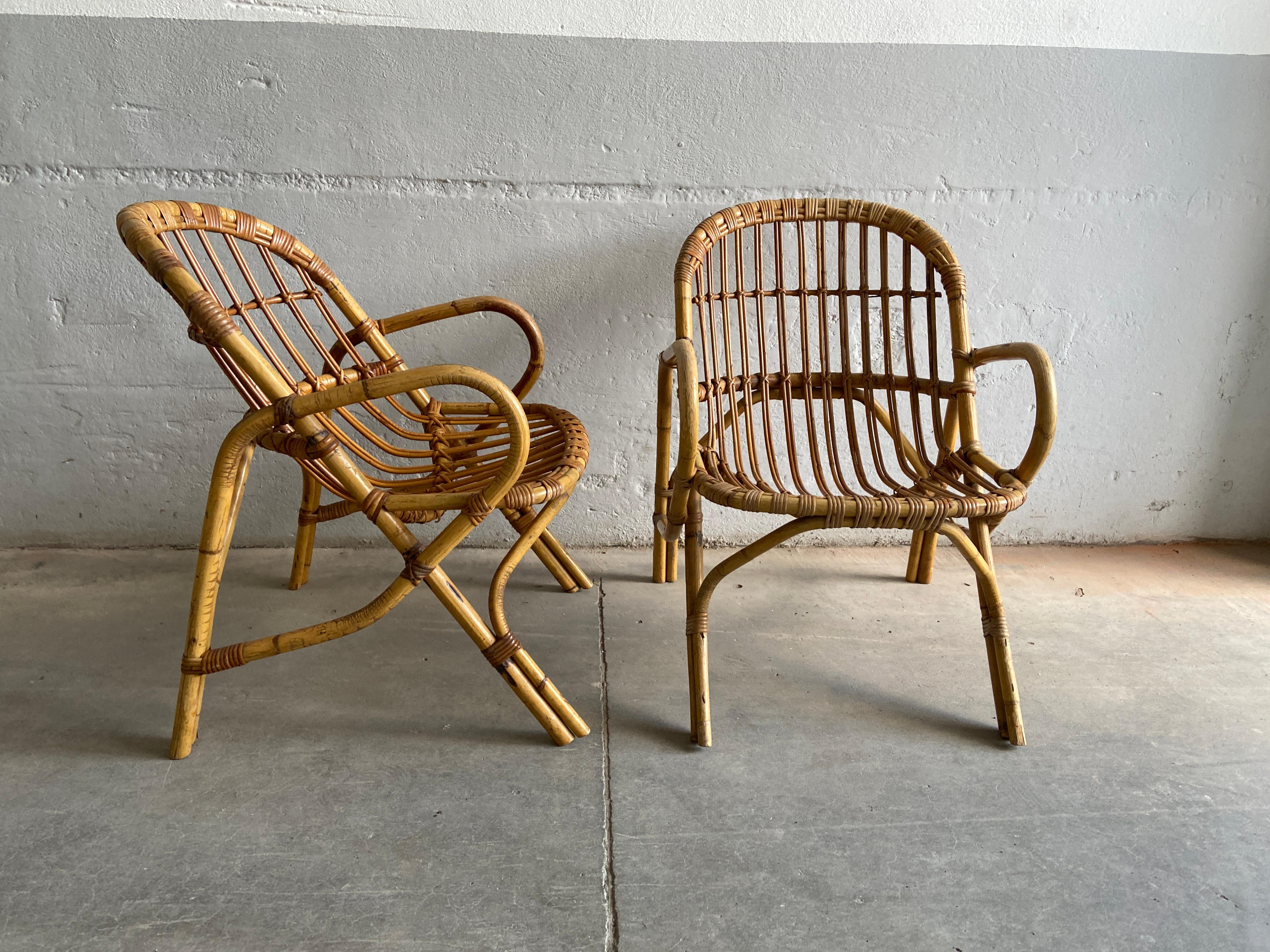 Mid-Century Modern Italian Bamboo and Wicker Living Room Set, 1960s For Sale 3