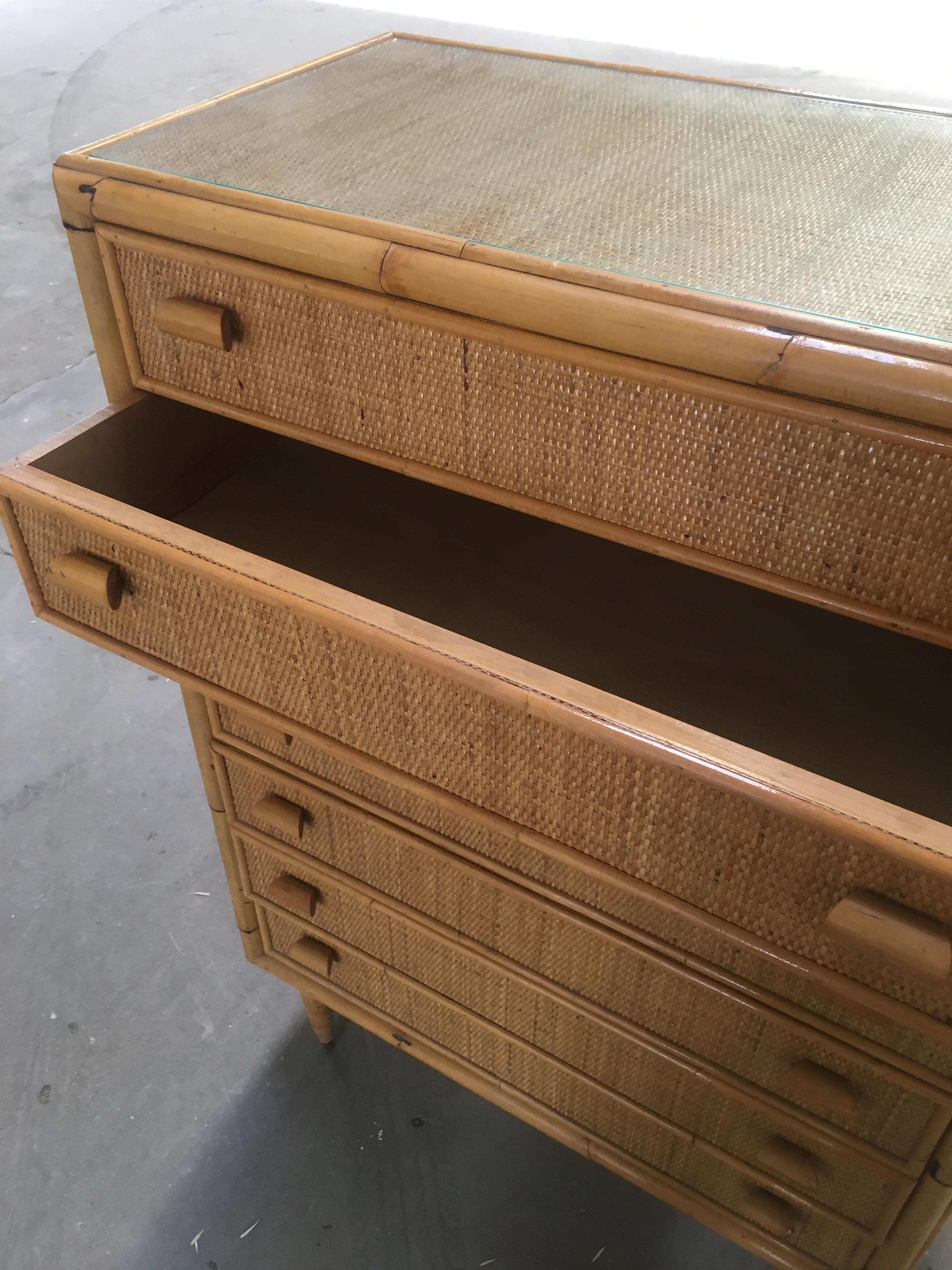 Late 20th Century Mid-Century Modern Italian Bamboo Chest of Drawers, 1970s