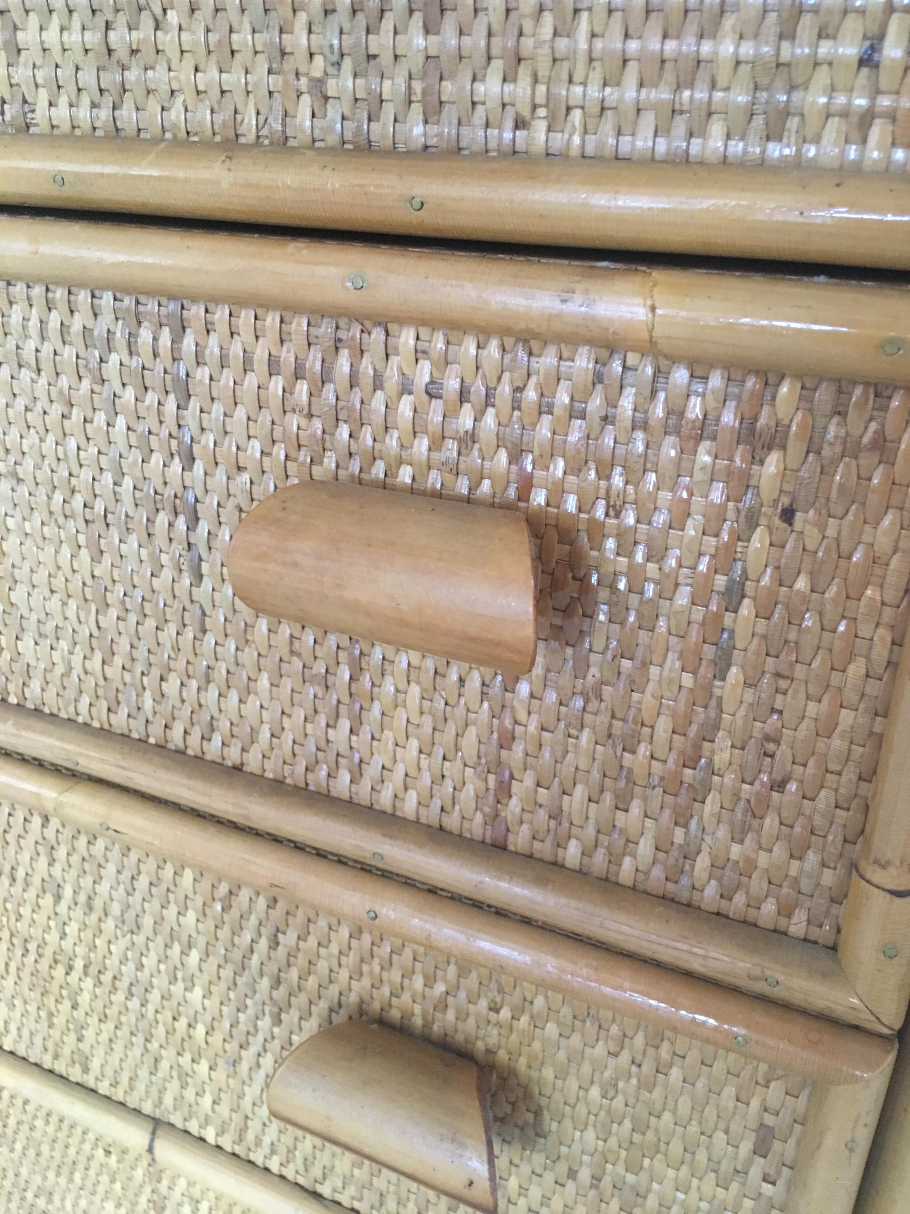 Mid-Century Modern Italian Bamboo Chest of Drawers, 1970s 4