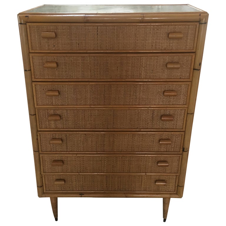 Mid Century Modern Italian Bamboo Chest Of Drawers 1970s For Sale