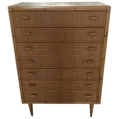 Mid-Century Modern Italian Bamboo Chest of Drawers, 1970s