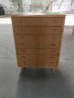 Mid-Century Modern Italian Bamboo Chest of Drawers or Commode, 1970s