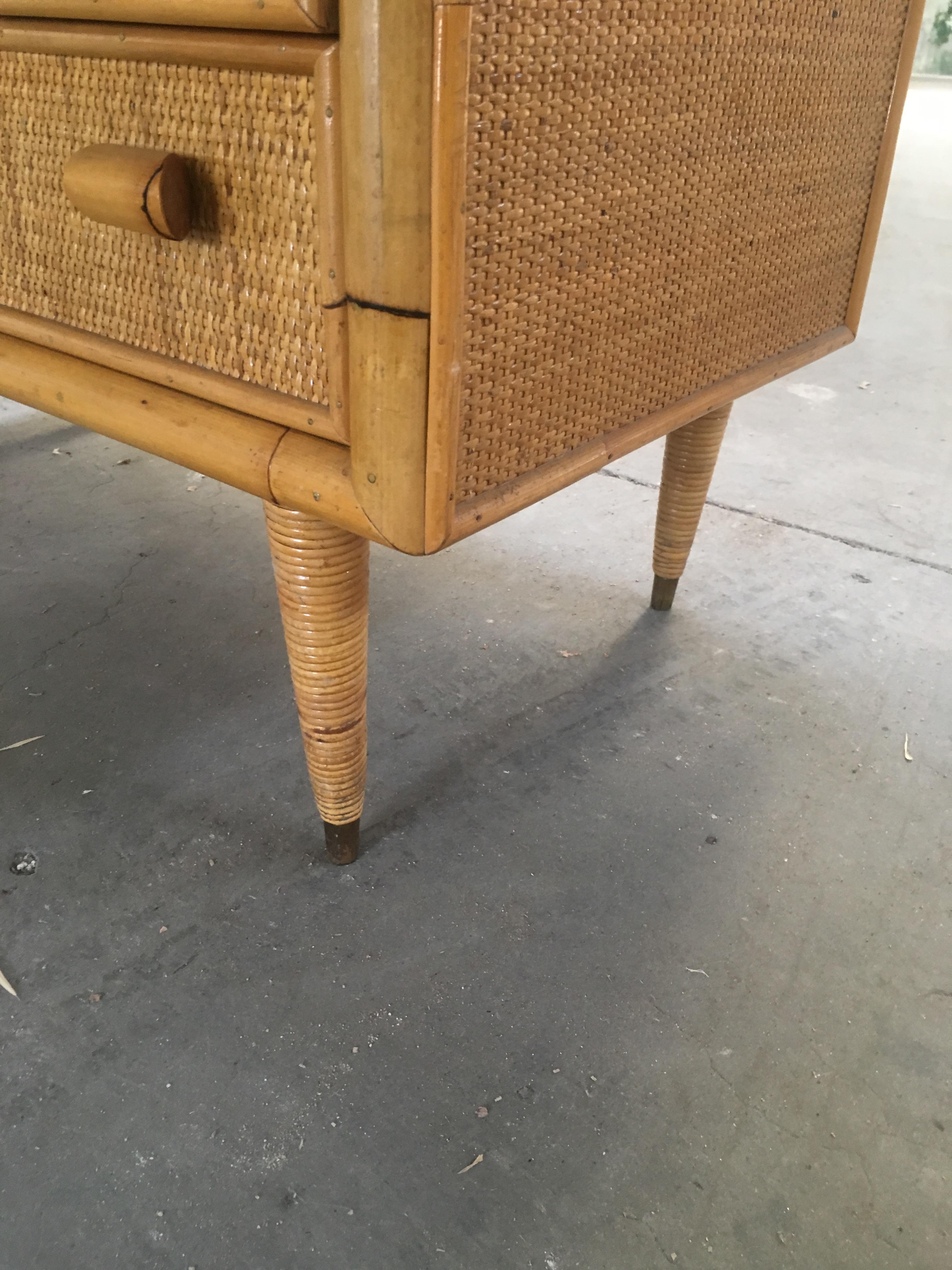 Late 20th Century Mid-Century Modern Italian Bamboo Chest of Drawers or Commode, 1970s For Sale