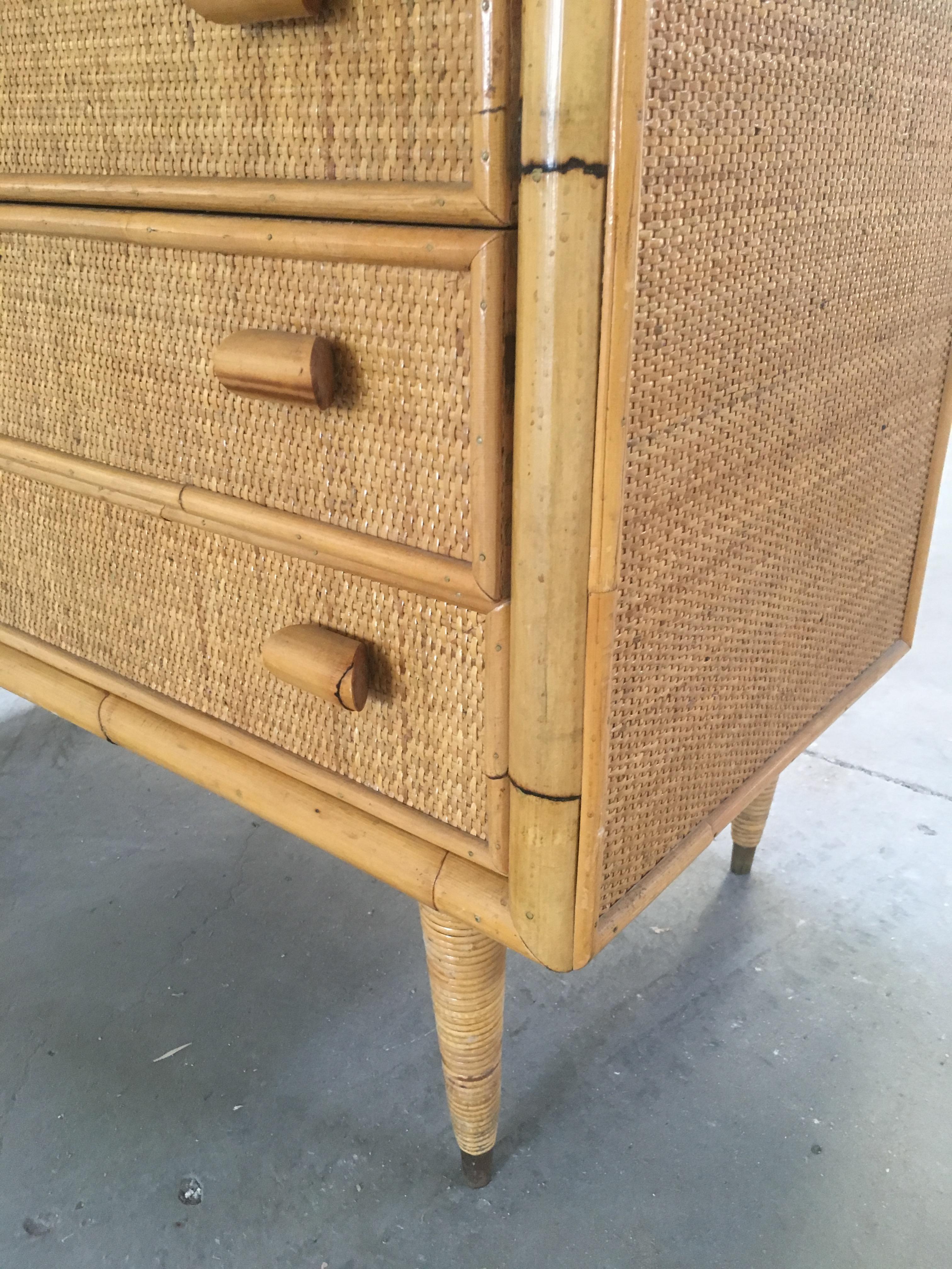 Mid-Century Modern Italian Bamboo Chest of Drawers or Commode, 1970s For Sale 1