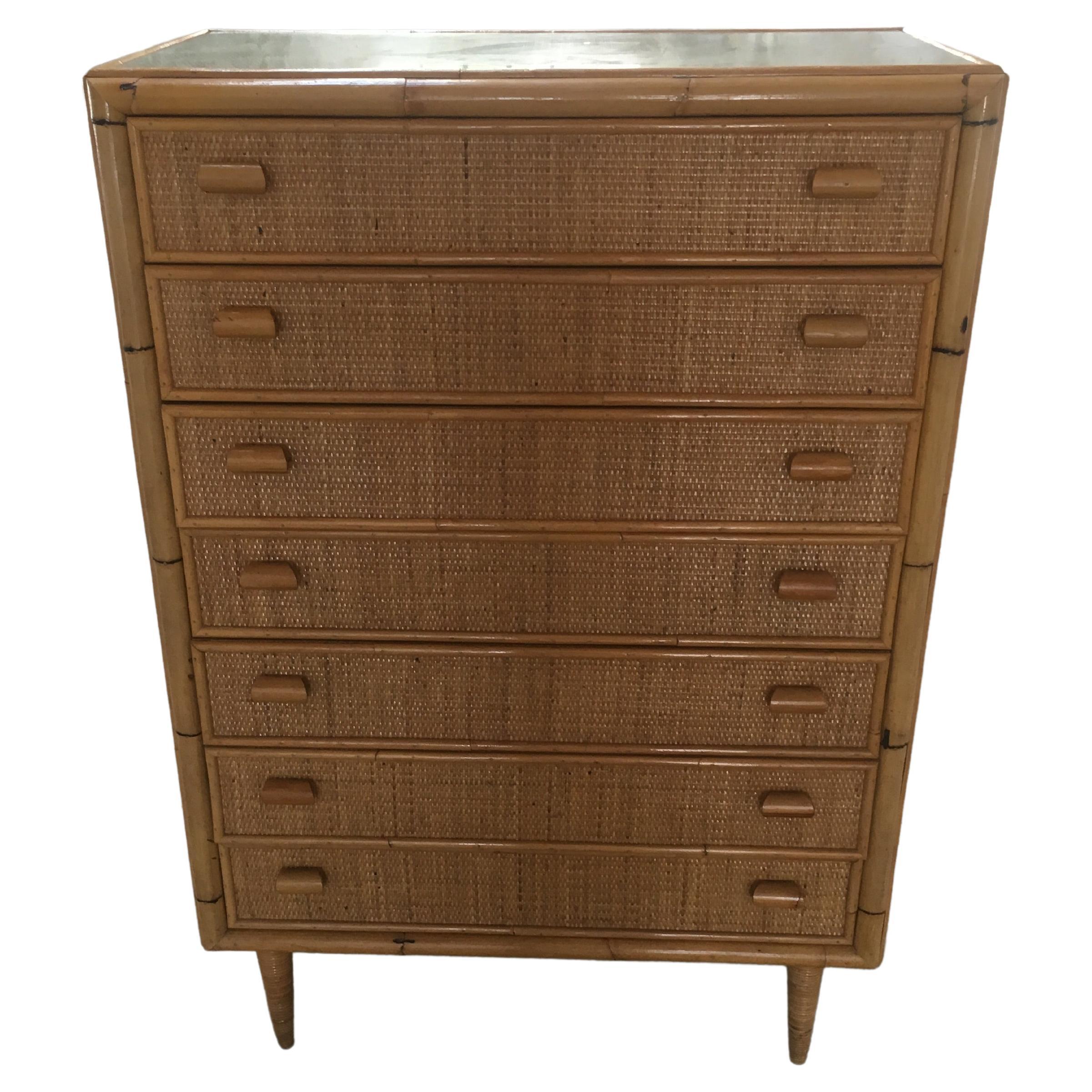 Mid-Century Modern Italian Bamboo Chest of Drawers or Commode, 1970s