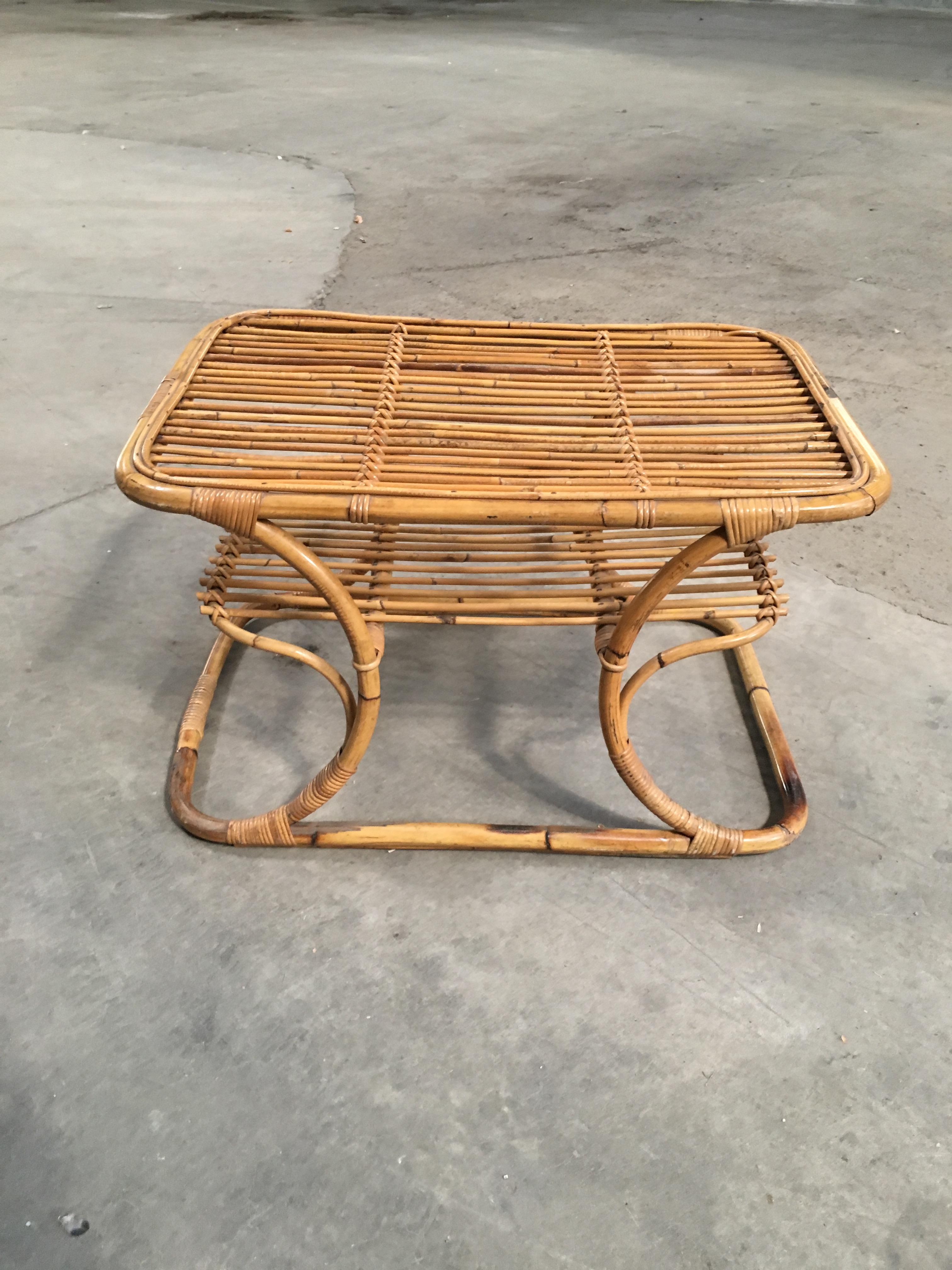 Mid-20th Century Mid-Century Modern Italian Bamboo Coffee or Side Table, 1960s For Sale