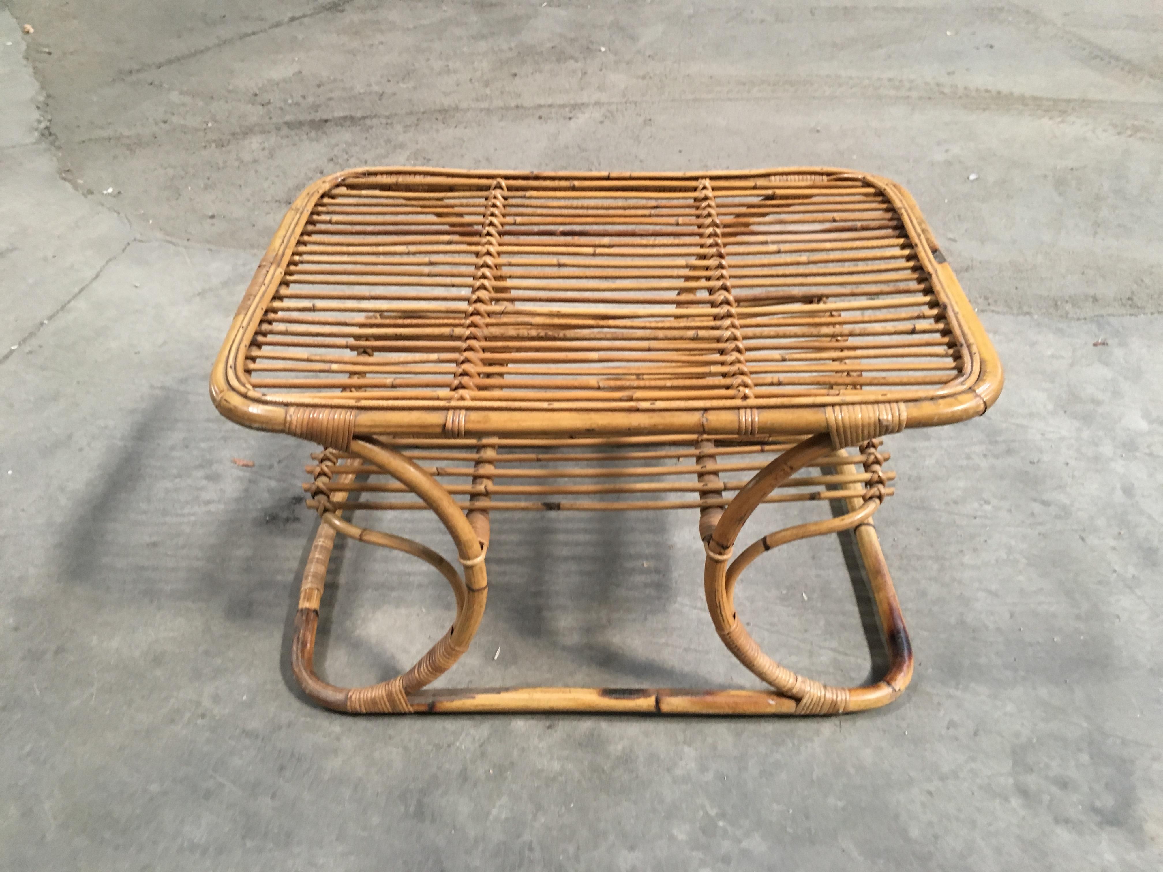 Mid-Century Modern Italian Bamboo Coffee or Side Table, 1960s 2