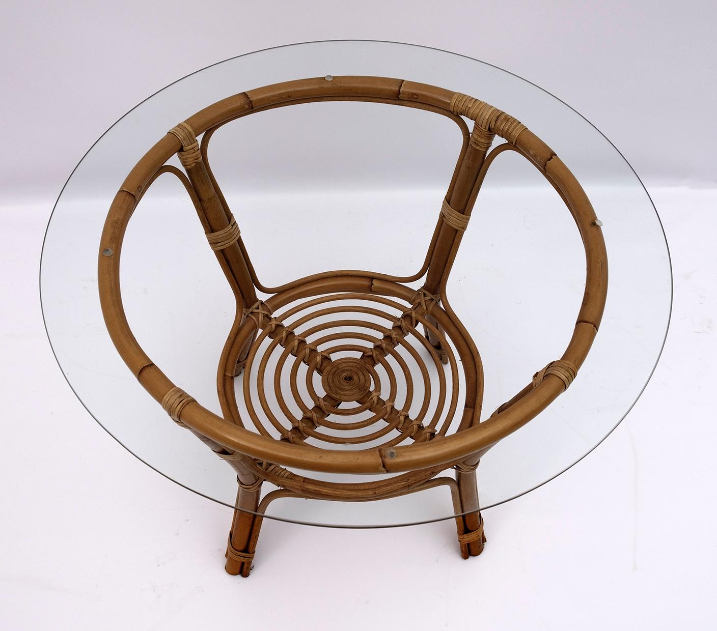 Mid-Century Modern Italian Bamboo Coffee Table, 1950s 1