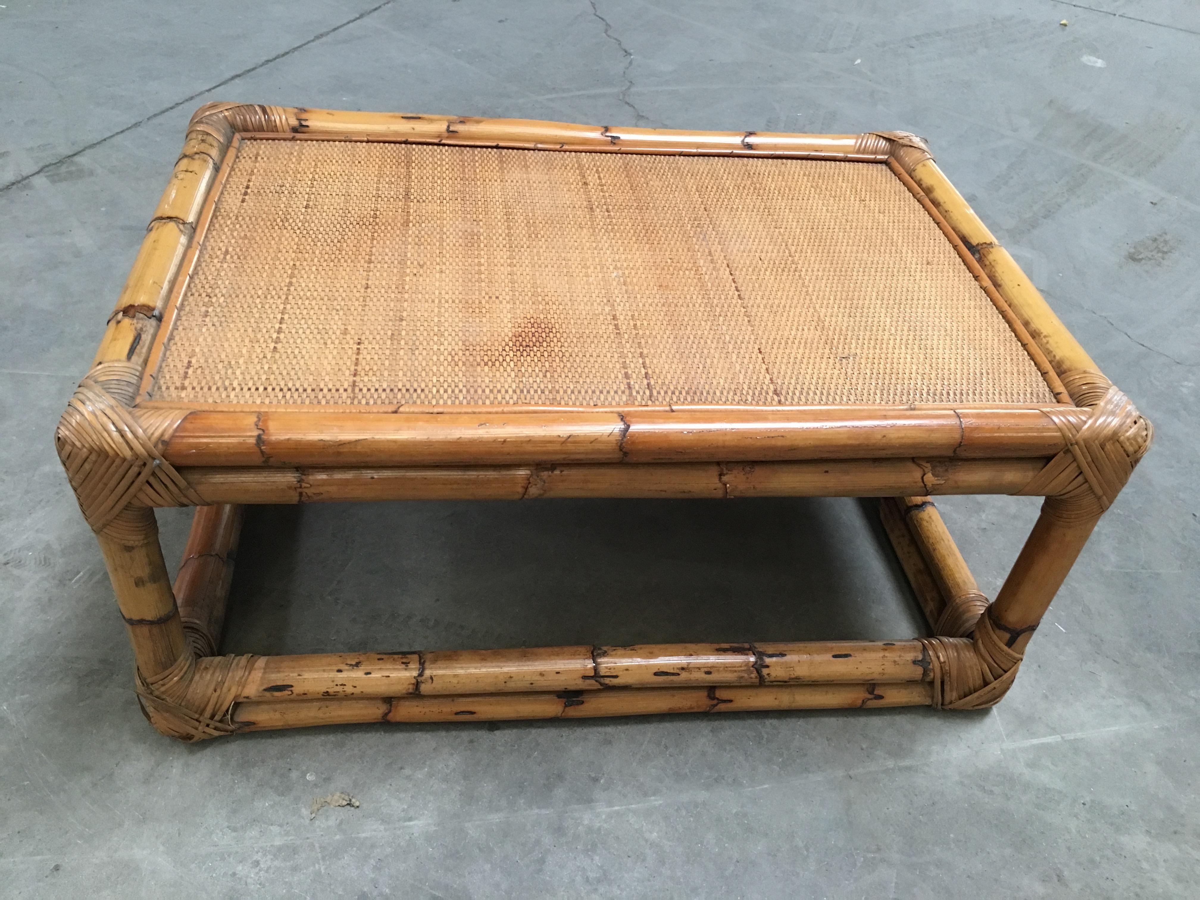 Mid-Century Modern Italian Bamboo Coffee Table by Vivai del Sud, 1970s 8