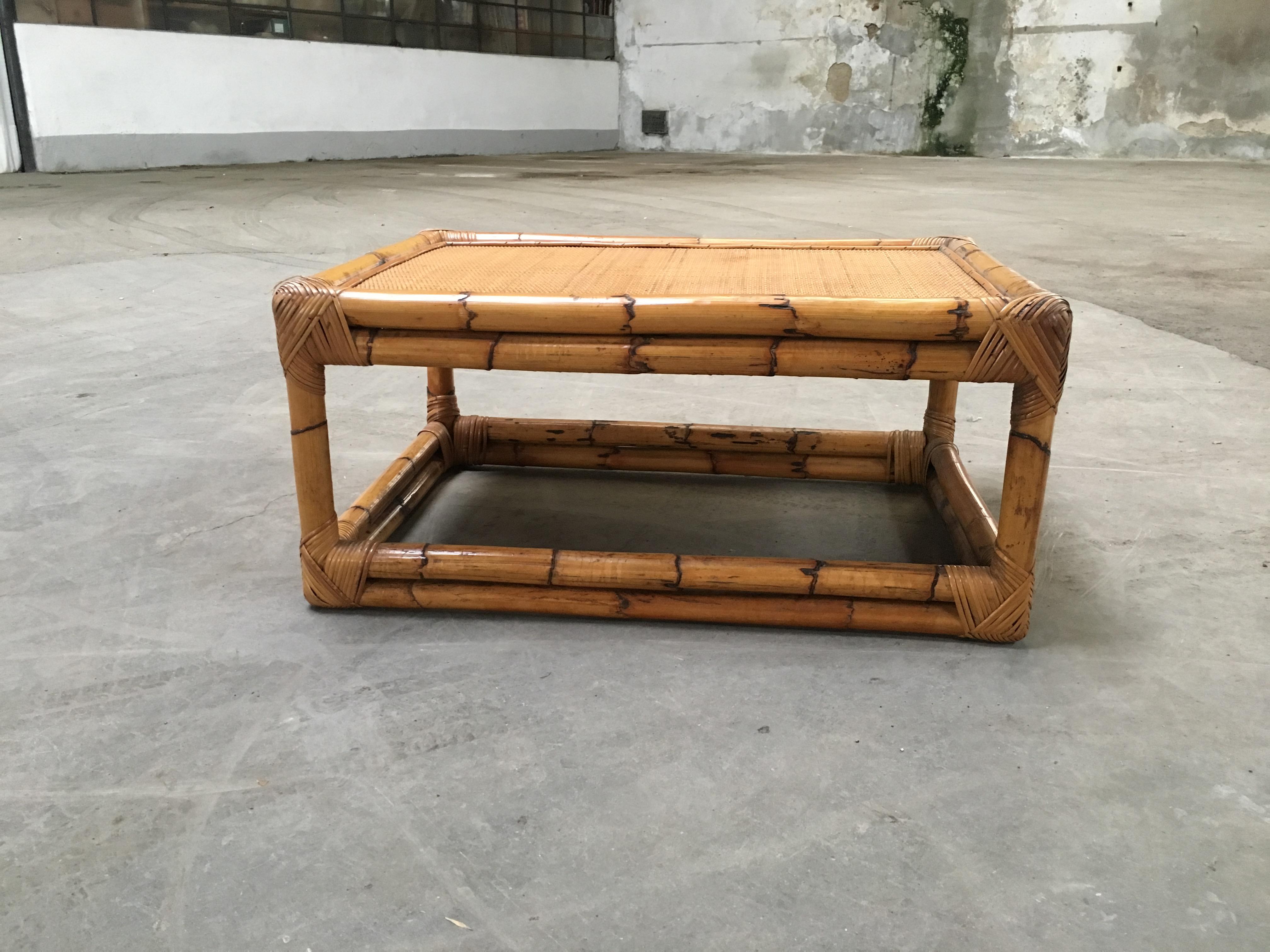 Mid-Century Modern Italian Bamboo Coffee Table by Vivai del Sud, 1970s In Good Condition In Prato, IT