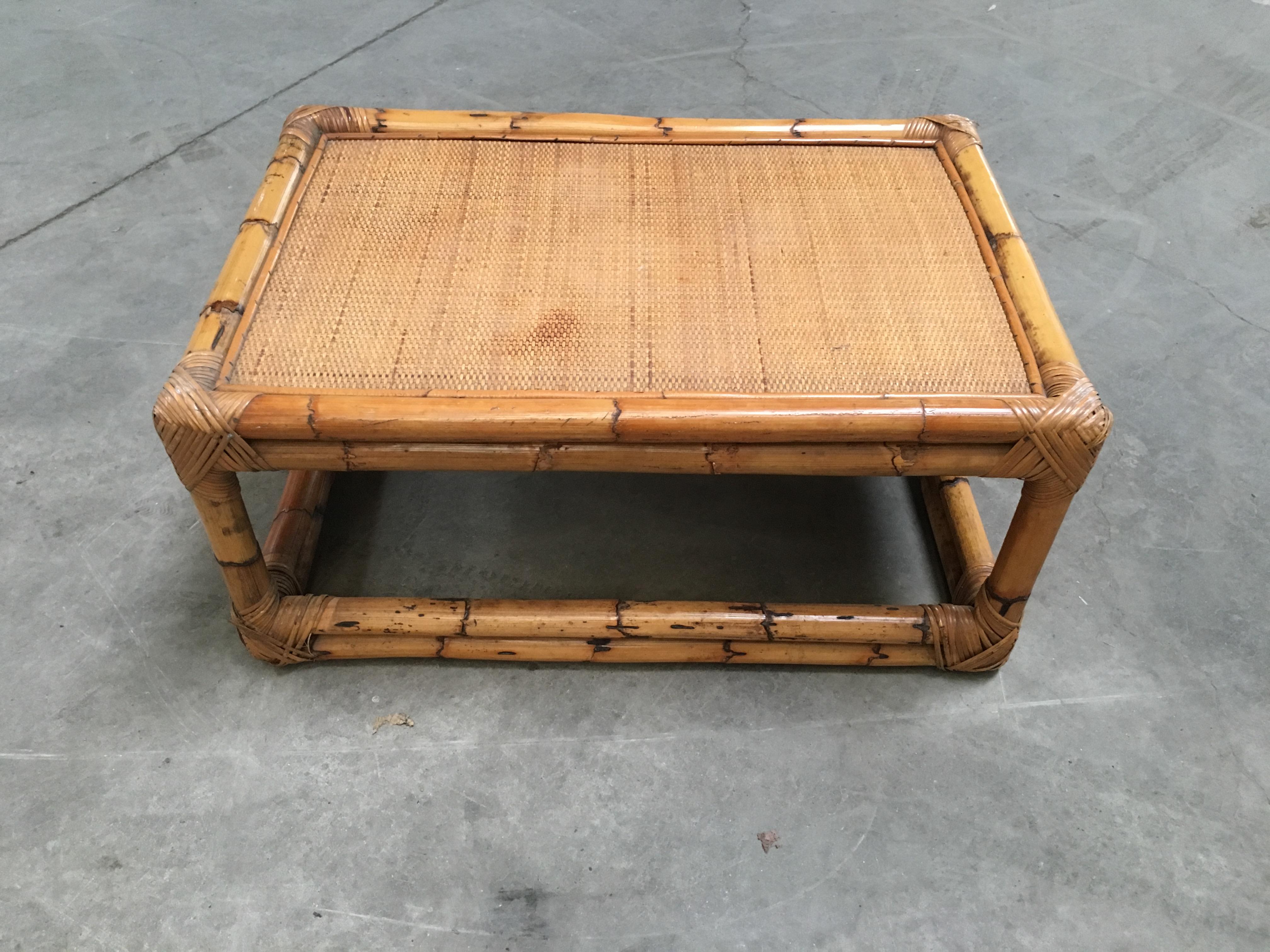 Mid-Century Modern Italian Bamboo Coffee Table by Vivai del Sud, 1970s 3