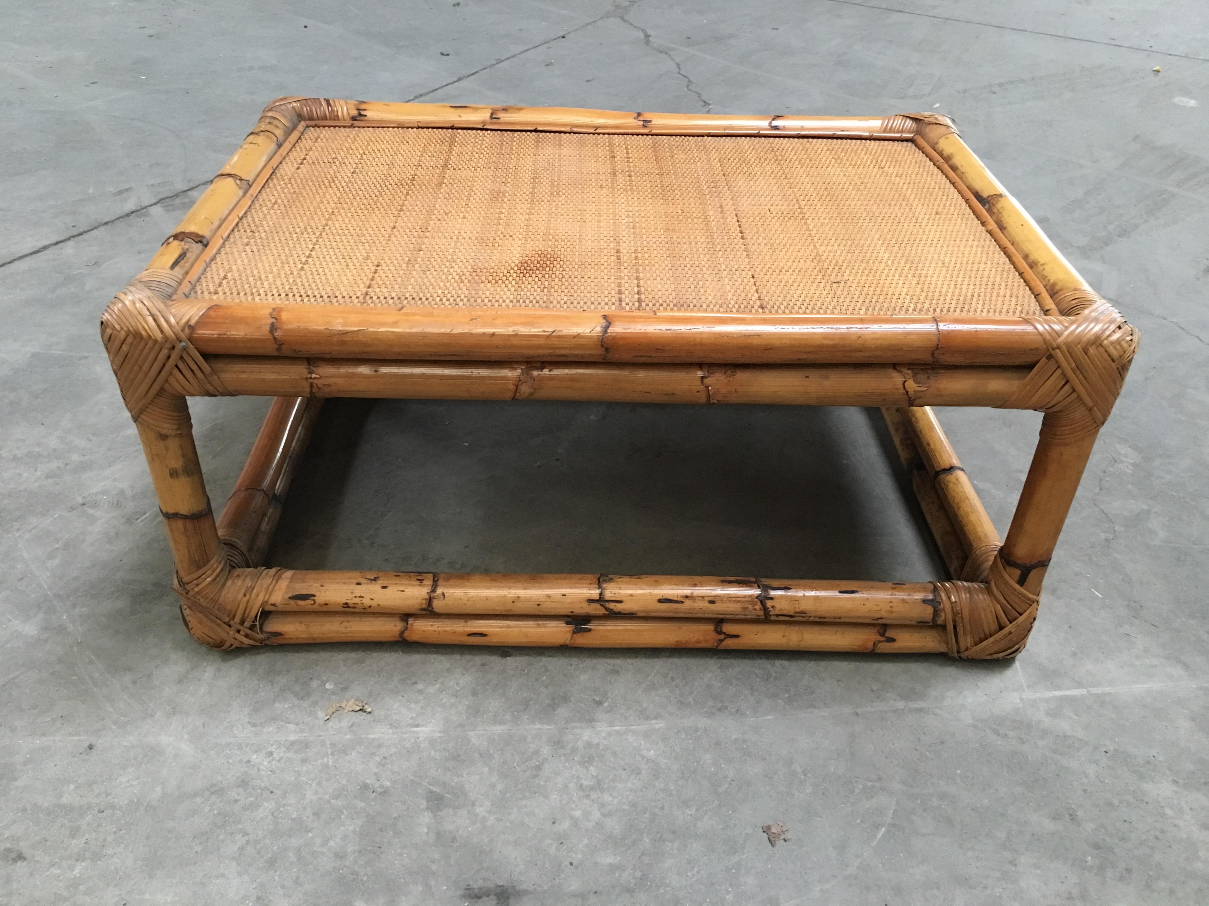 Mid-Century Modern Italian Bamboo Coffee Table by Vivai del Sud, 1970s 4