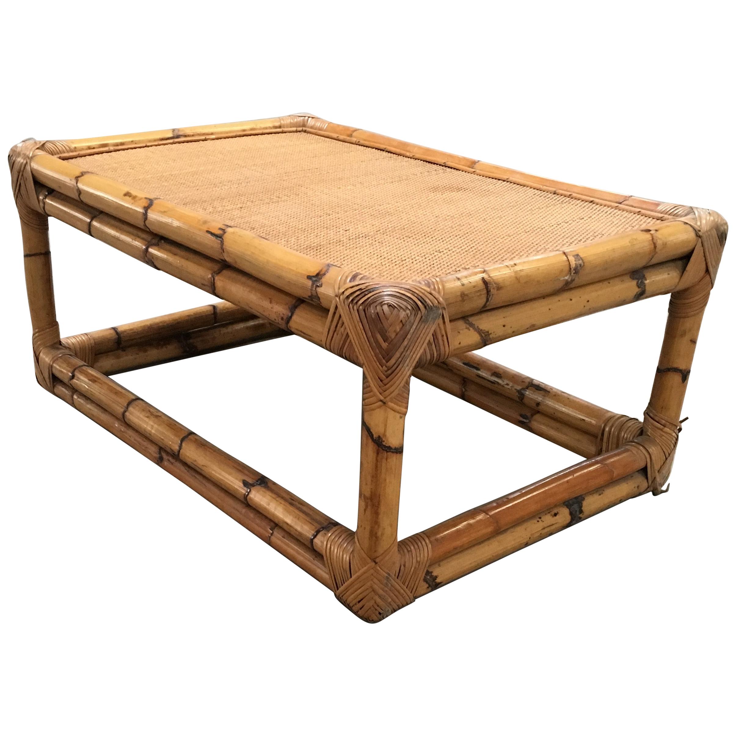 Mid-Century Modern Italian Bamboo Coffee Table by Vivai del Sud, 1970s