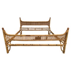 Mid-Century Modern Italian Bamboo Double Bed Frame, 1970s