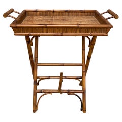 Mid-Century Modern Italian Bamboo Folding Tray Table, 1970s
