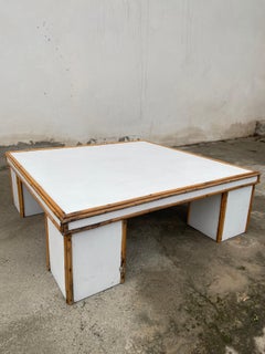 Mid-Century Modern Italian Bamboo Formica Large Coffee Table. 1970s