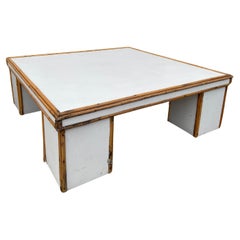 Mid-Century Modern Italian Bamboo Formica Large Coffee Table. 1970s