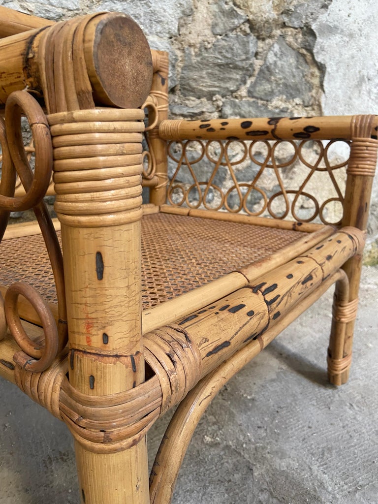 MidCentury Modern Italian Bamboo Living Room Set with "Vienna" Straw