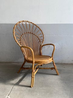 Mid-Century Modern Italian Bamboo Peacock Armchair, 1970s